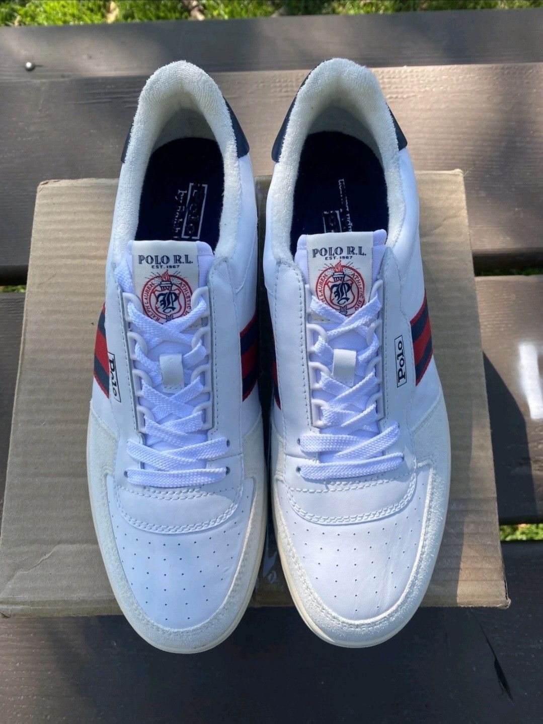 Ralph Lauren Ralph Lauren Polo Court Sneakers White Navy Red Retro 003 Size US 11.5 / EU 44-45 - 3 Thumbnail