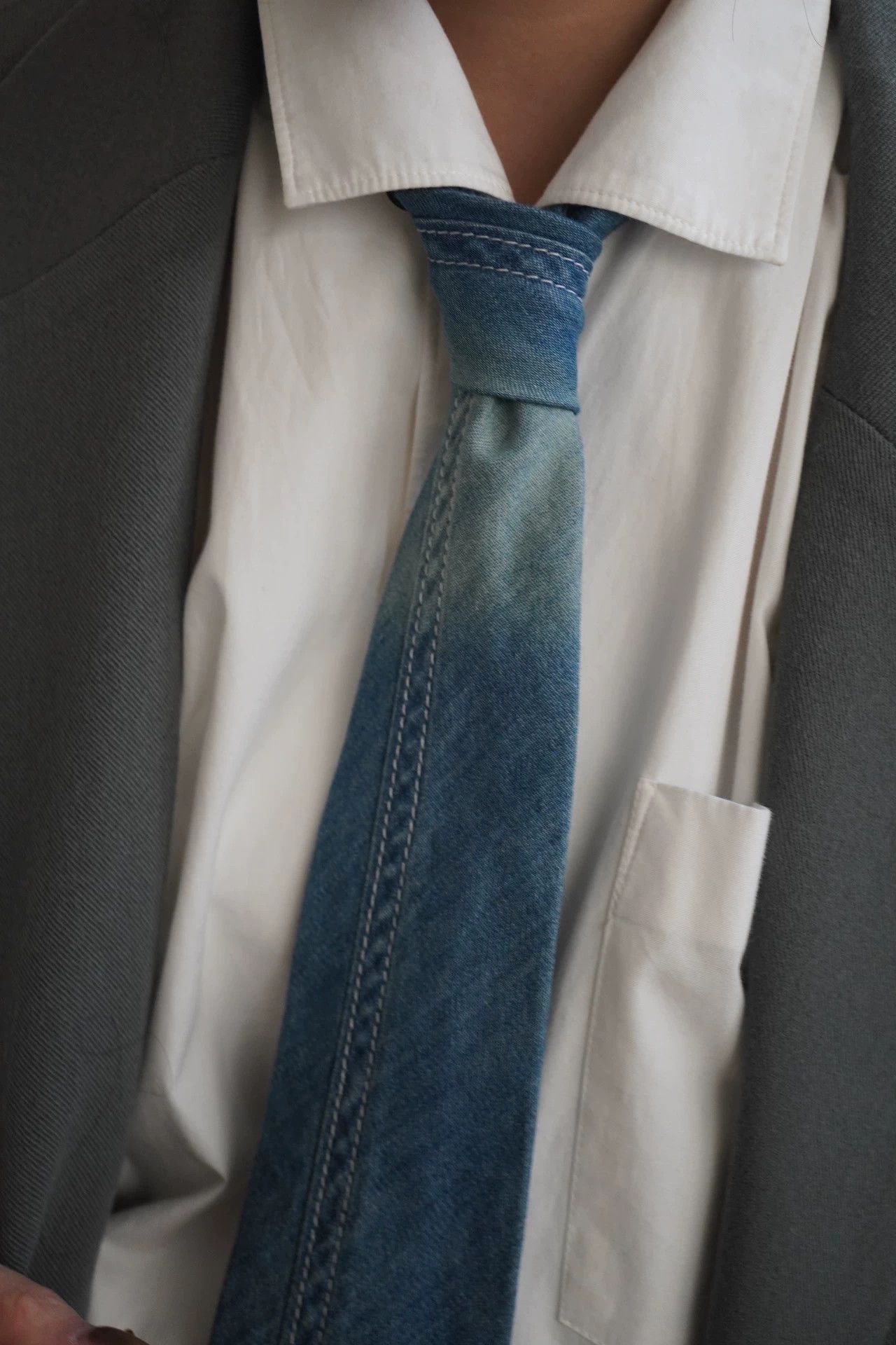 Yohji Yamamoto Yohji Yamamoto 90s Rare Denim Necktie 9 New Size ONE SIZE - 7 Thumbnail