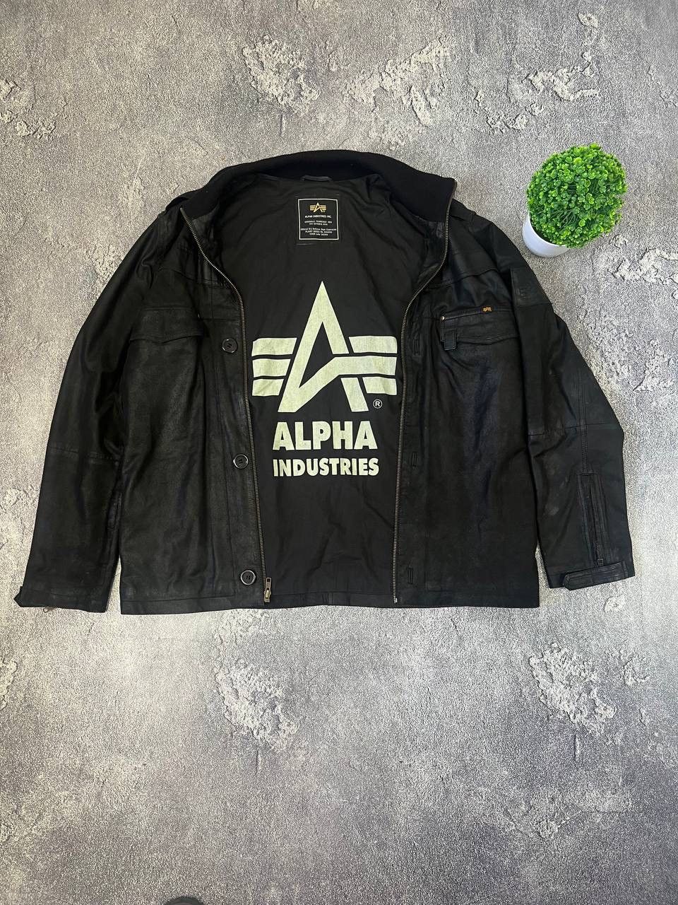Alpha Industries Vintage 90s Alpha Industries Leather Jacket Flight US L Size US L / EU 52-54 / 3 - 1 Thumbnail