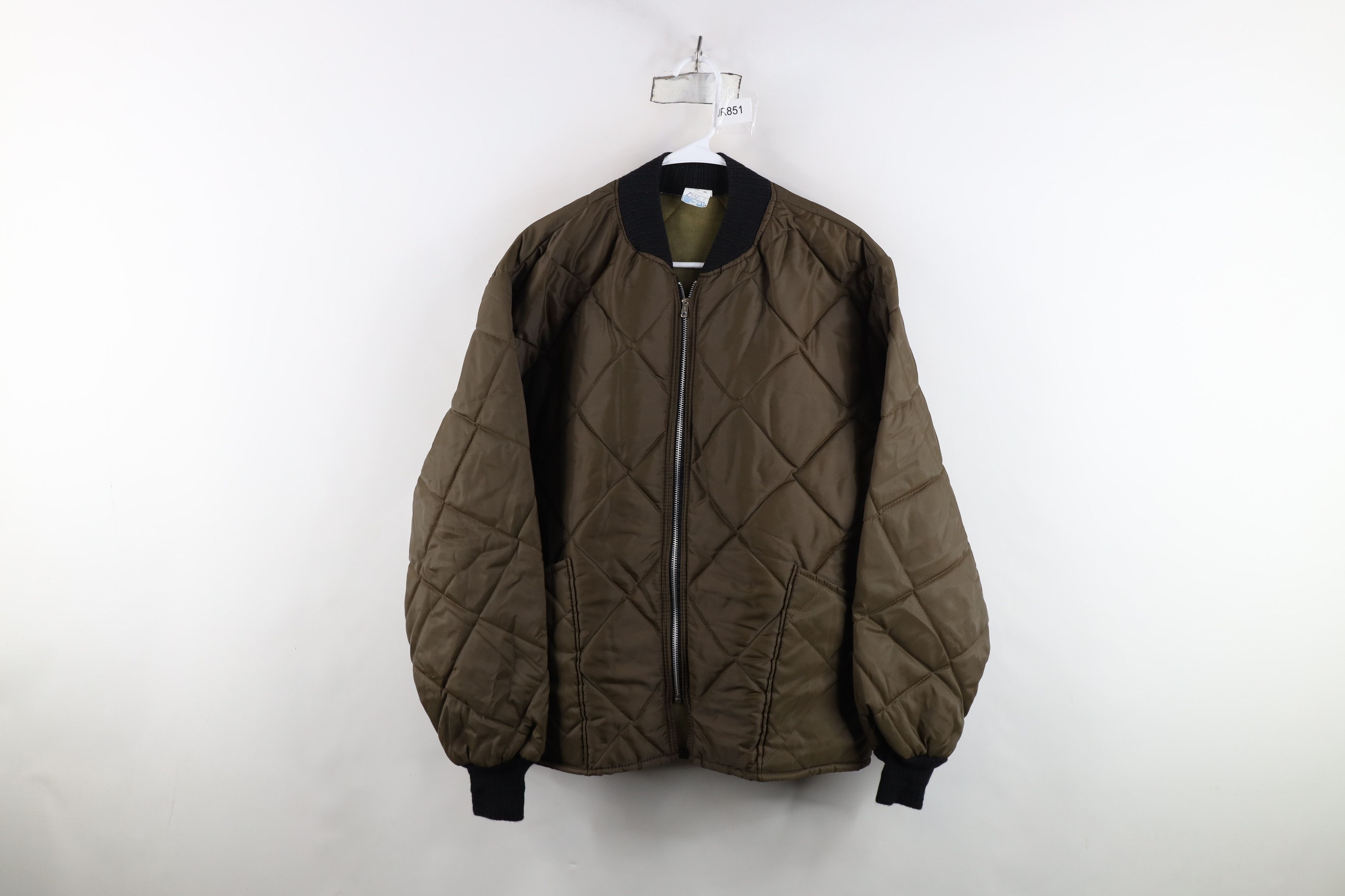 Vintage Vintage 70s Streetwear Blank Quilted Puffer Jacket Brown USA Size US XL / EU 56 / 4 - 1 Thumbnail