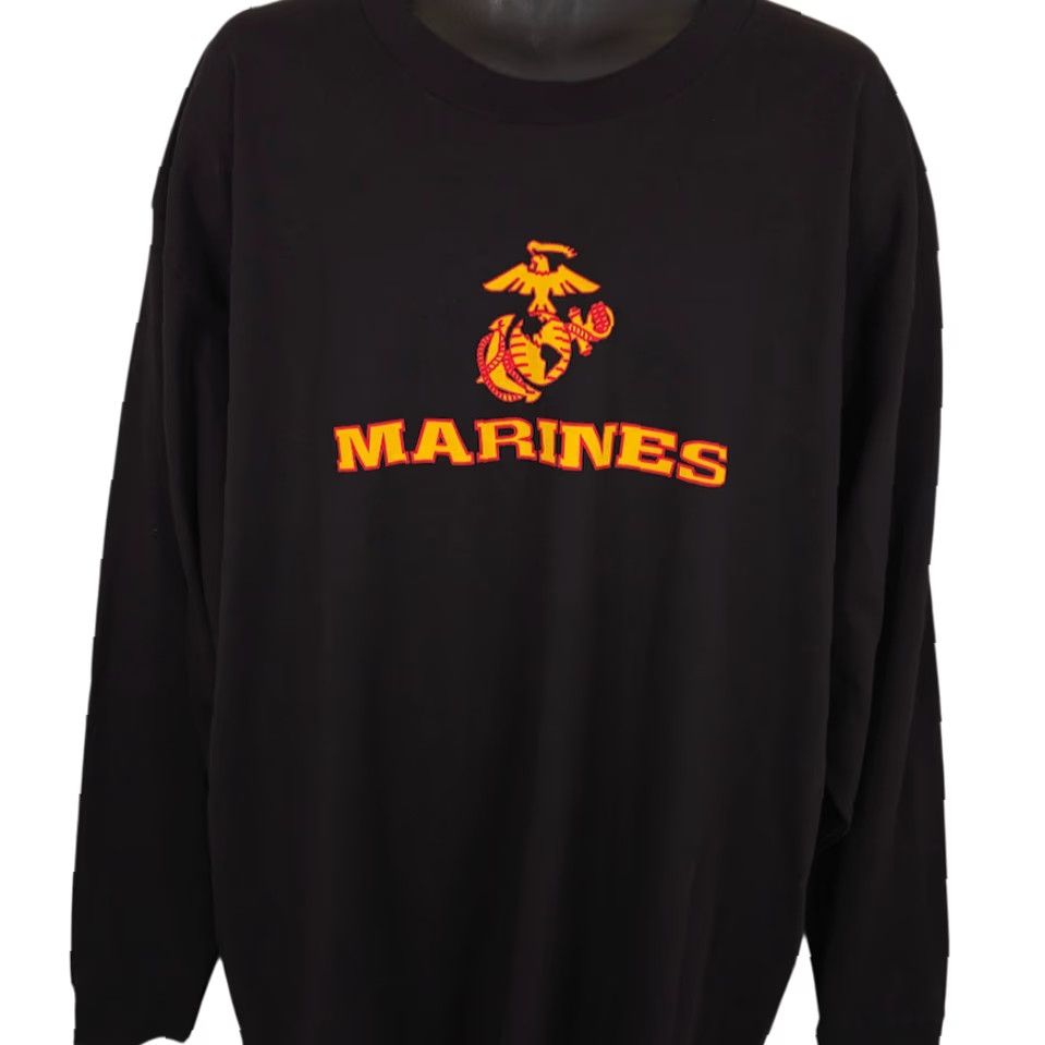 Vintage VINTAGE Bayside Marine Corps T Shirt Mens 2XL Black 90s USMC Military USA Graphic Tee Size US XXL / EU 58 / 5 - 2 Thumbnail