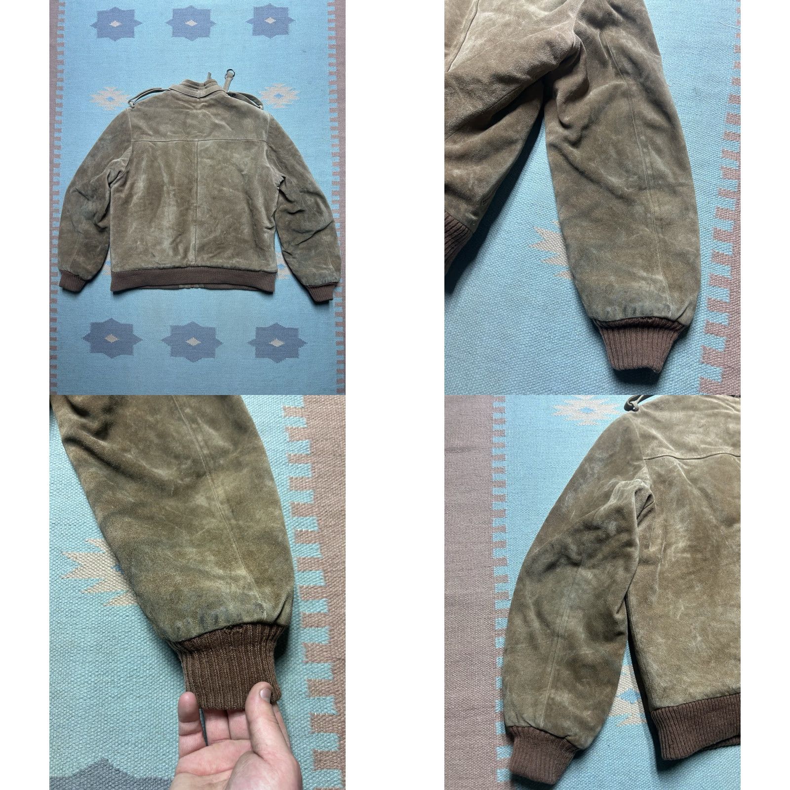 Vintage VINTAGE Flight Bomber Jacket Leather Suede 80s Oui brown Men L Large Sherpa lined 44 Size US L / EU 52-54 / 3 - 8 Thumbnail