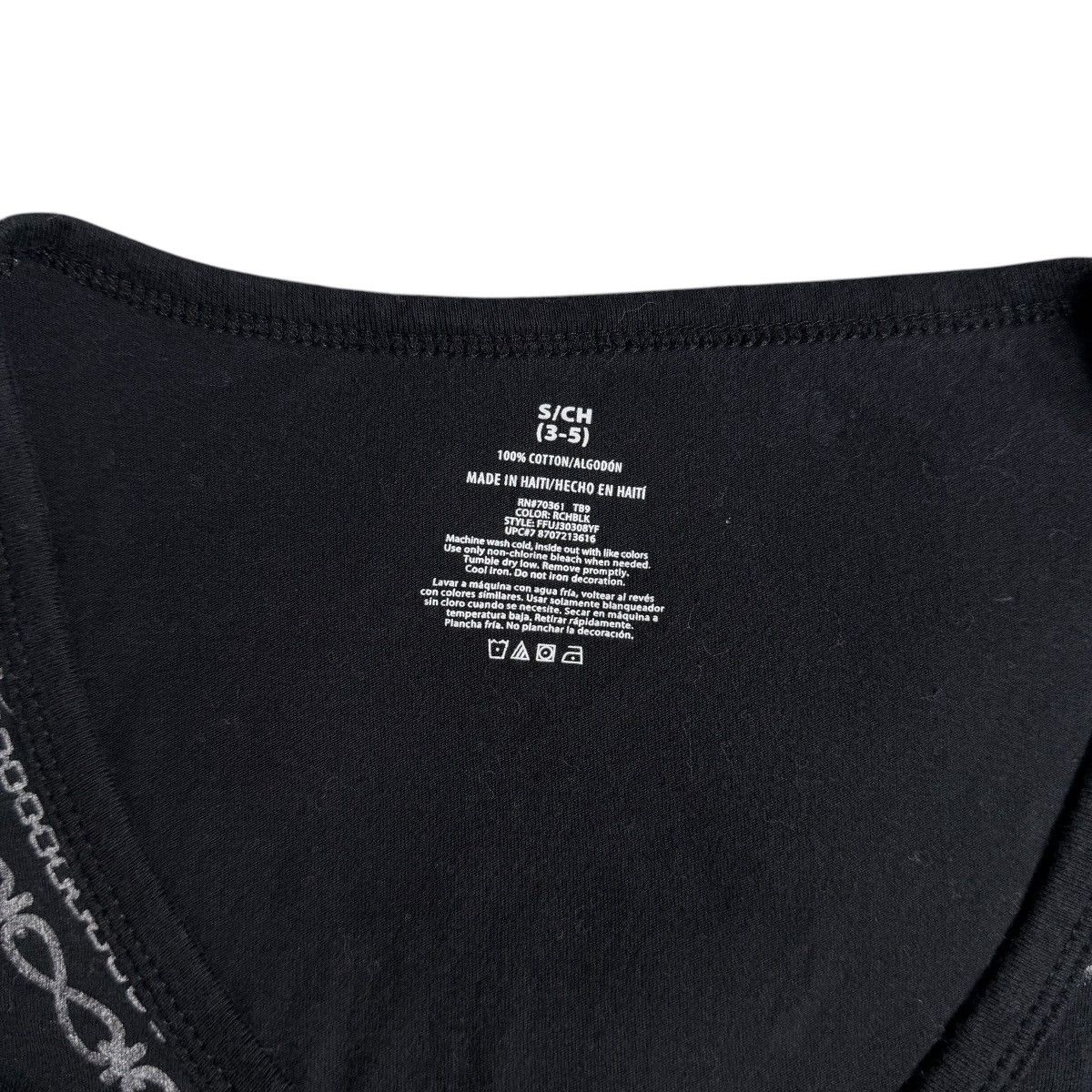 Other Y2K Emo Punk Black & Silver Graphic Layered Chains Baby Tee Size XS / US 0-2 / IT 36-38 - 12 Thumbnail