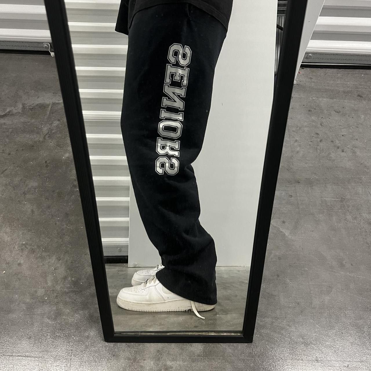 Japanese Brand × Vintage Vintage Y2K Baggy Black Streetwear “Seniors” Sweatpants! Size US 36 / EU 52 - 1 Thumbnail