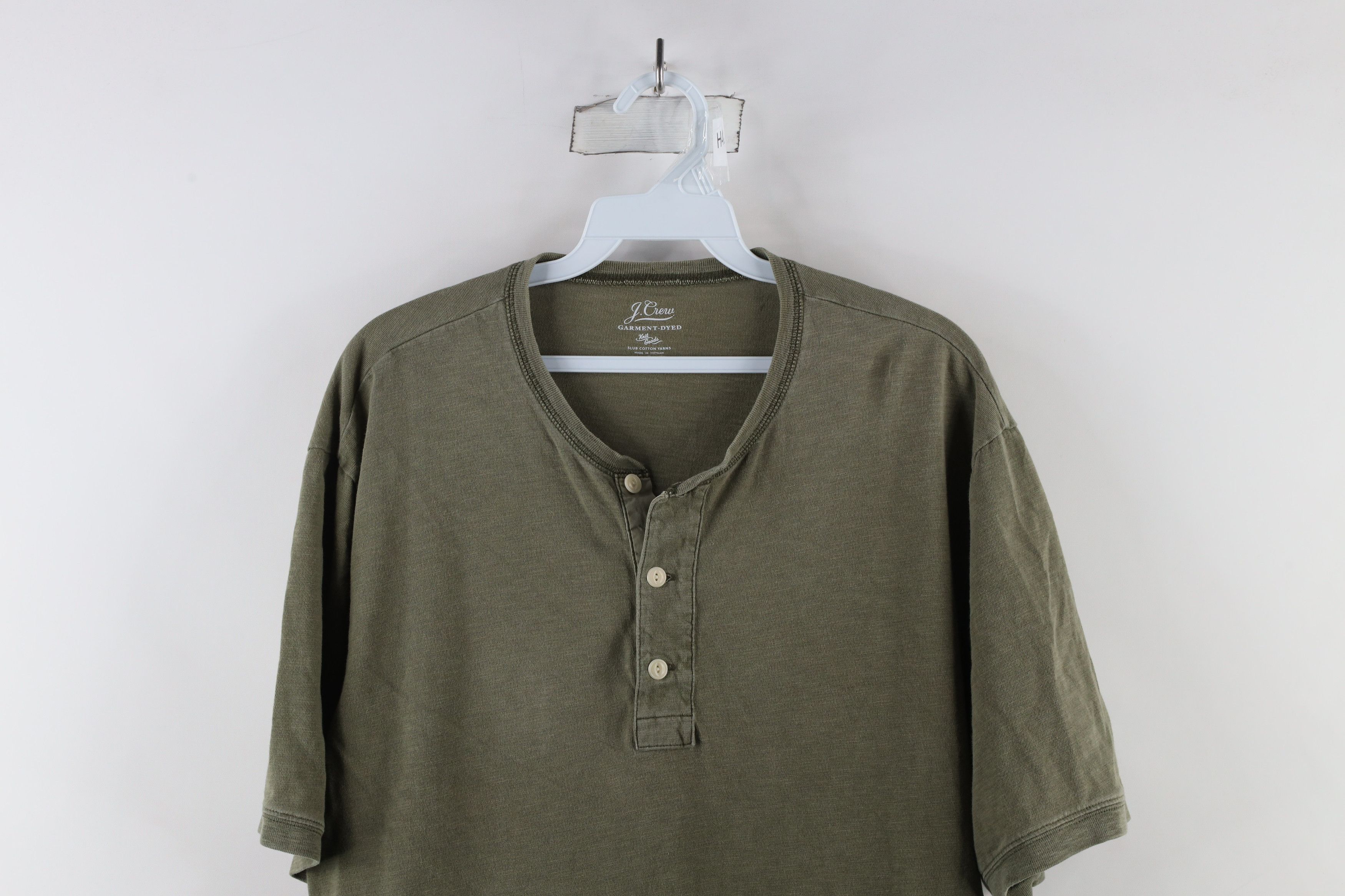 J.Crew × Vintage J Crew Garment Dyed Knit Slub Cotton Yarn Henley T-Shirt Size US L / EU 52-54 / 3 - 2 Thumbnail