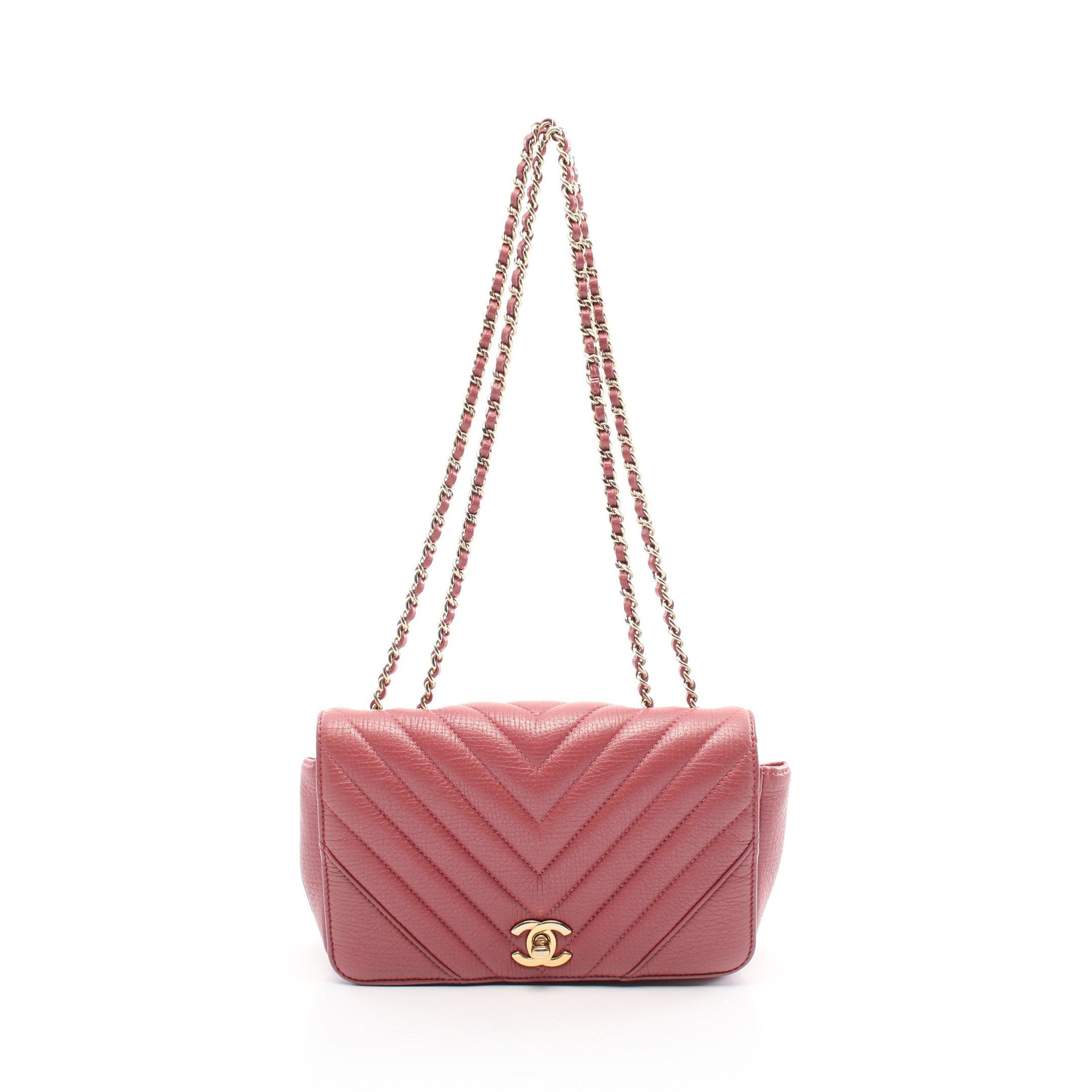 Chanel Chanel Double Chain Shoulder Bag Leather Pink Brown Gold Hardware Size ONE SIZE - 1 Thumbnail