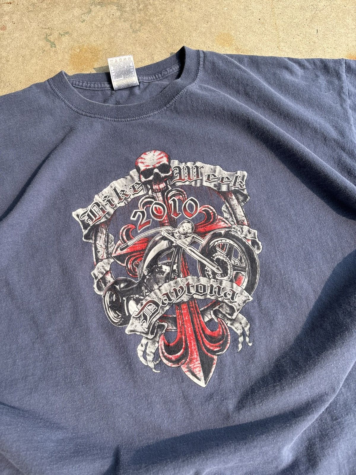 Other Crazy Y2K Grunge Daytona Bike Week 2010 Pastel Navy Tee Size US XL / EU 56 / 4 - 3 Thumbnail