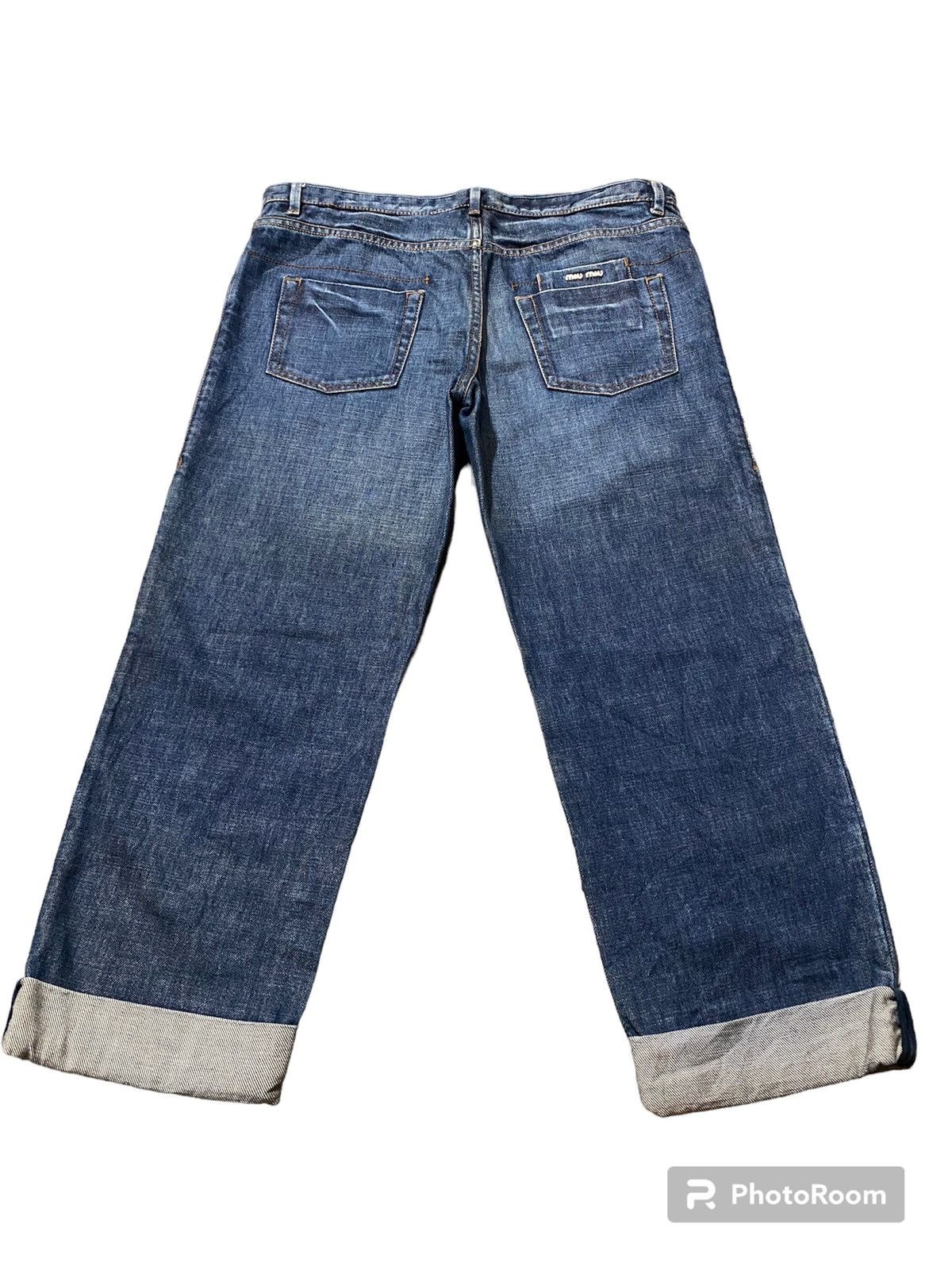 Miu Miu × Prada MIUMIU LOGO PATCH DENIM JEANS MADE IN ITALY Size 32" / US 10 / IT 46 - 2 Thumbnail