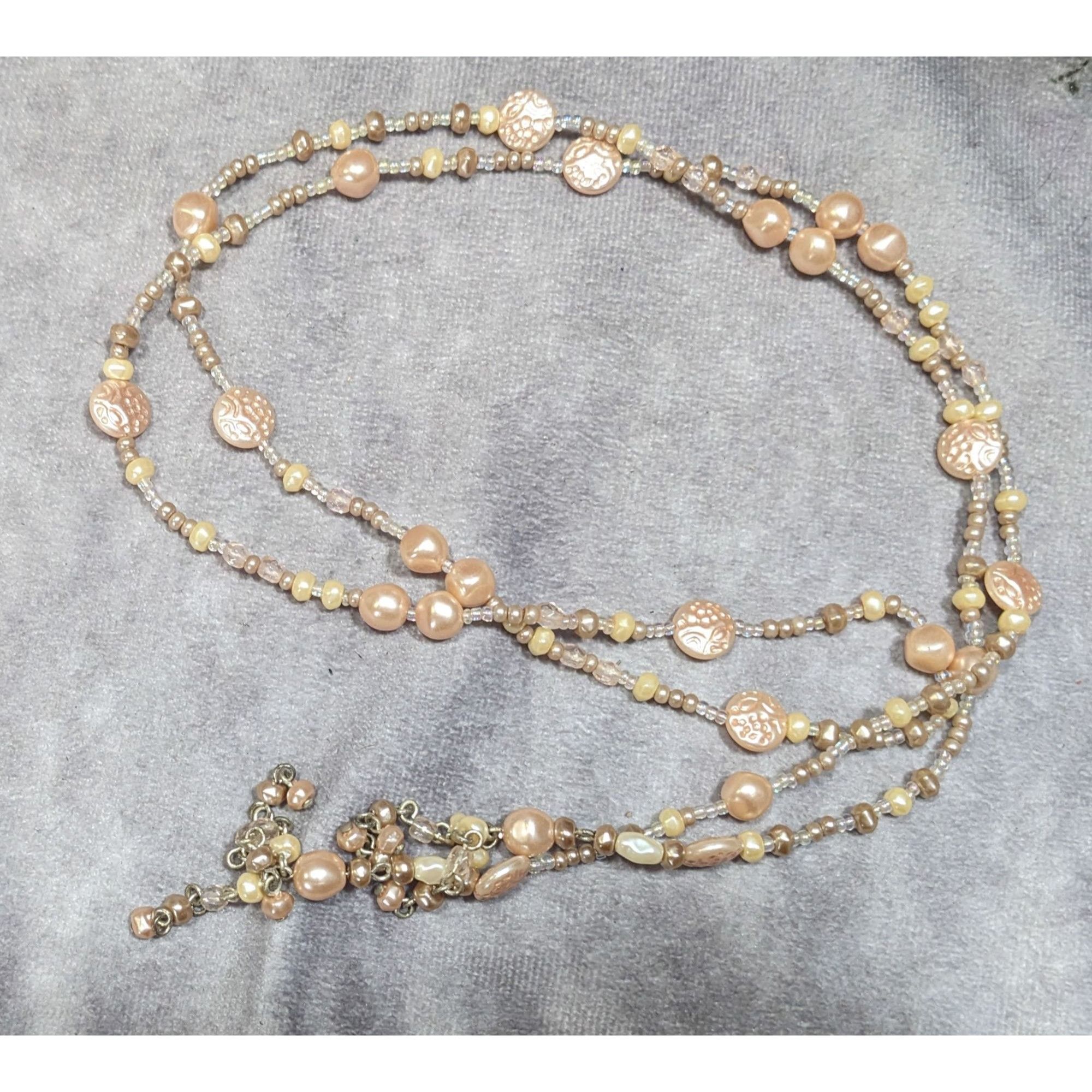 Other Elegant Faux Pearl Beaded Cream Wrap Necklace Size ONE SIZE - 7 Thumbnail