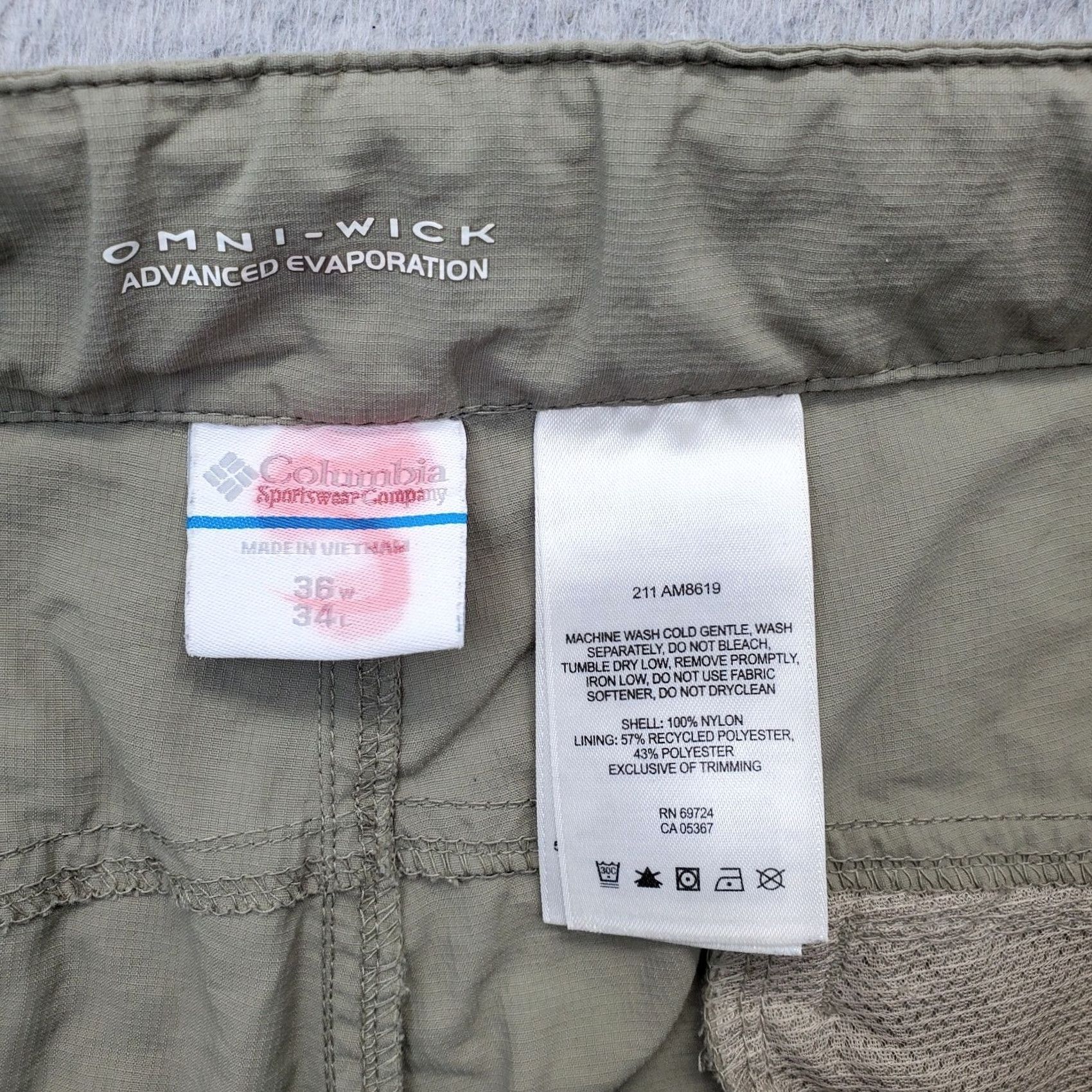 Vintage Columbia Womens Size 36 Green Omni Wick Buckle Belted Waist Convertable Pants Jogger Shirt/ pants? Size 25" / US 0 / IT 36 - 6 Thumbnail