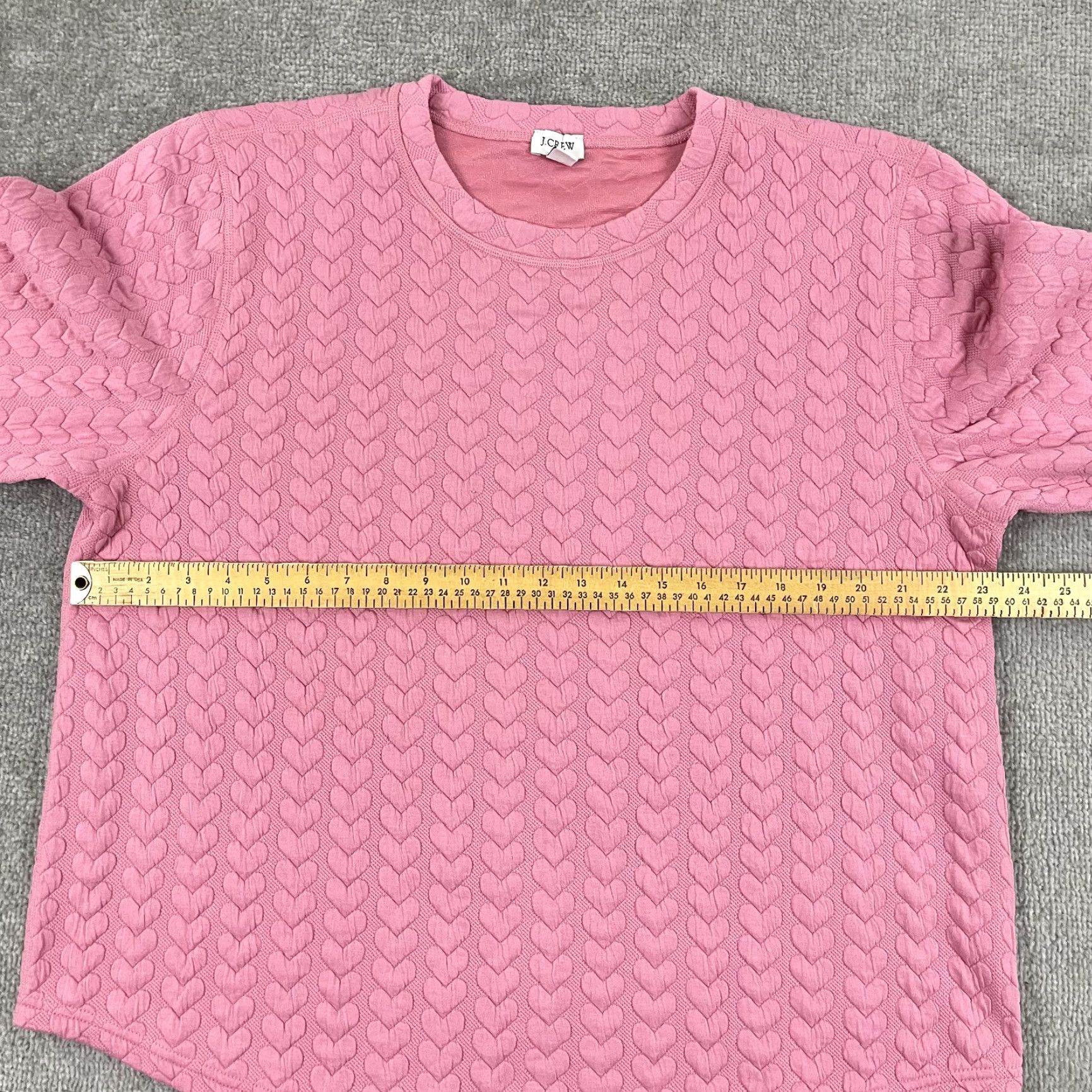 J.Crew J.CREW Sweatshirt Womens XL Pink Quilted Hearts Pullover Crewneck Valentines Size XL / US 12-14 / IT 48-50 - 4 Thumbnail