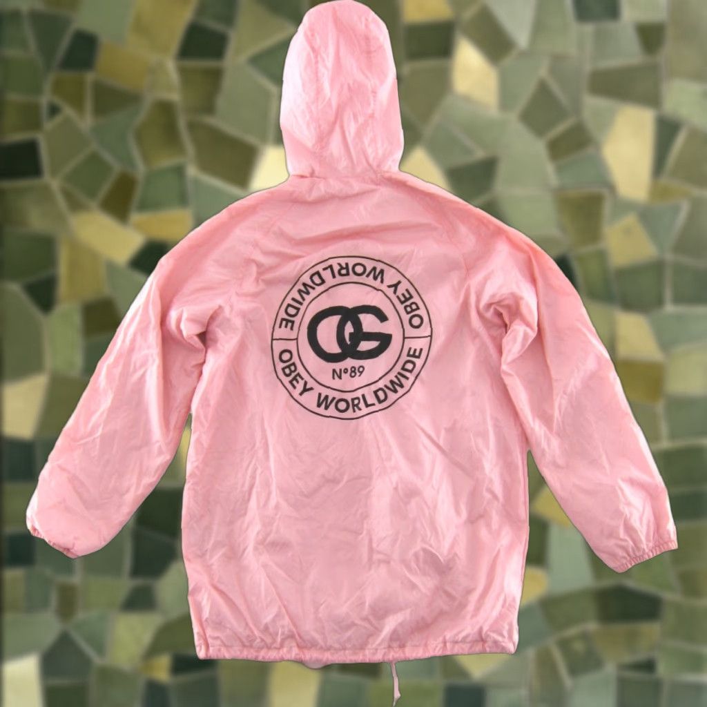 Obey OBEY Windbreaker Pink Black Snap Button Nylon Hooded Jacket Women S Size S / US 4 / IT 40 - 1 Thumbnail