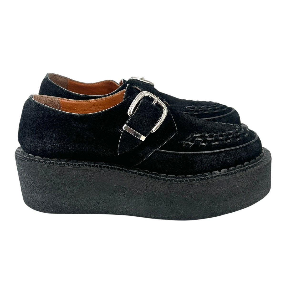 Junya Watanabe Black Suede Leather Platform Monk Strap Loafers Shoes Size US 8 / EU 41 - 2 Thumbnail