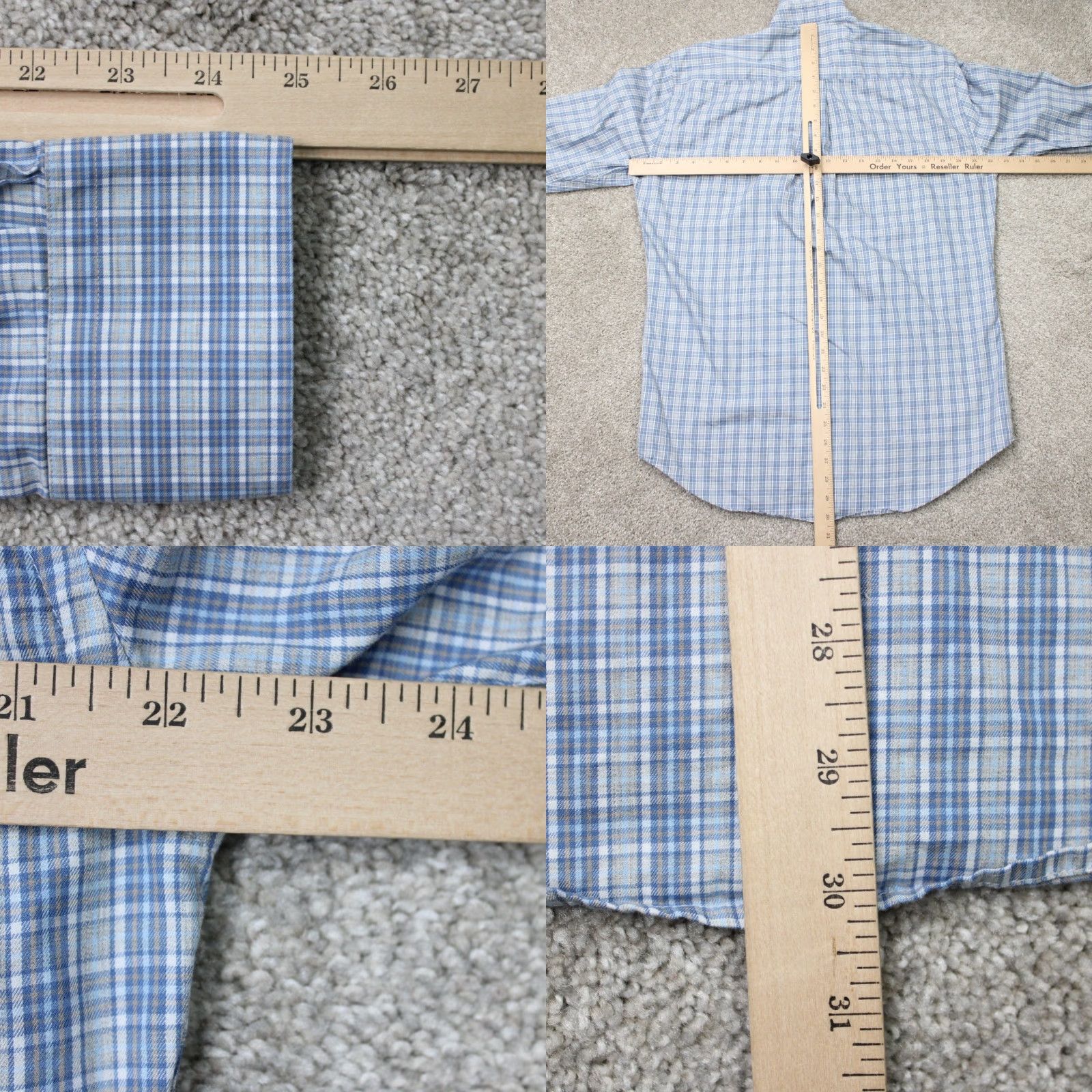 Peter Millar Peter Millar Crown Sport Shirt Mens Medium Blue Plaid Cotton Blend Button-Up L/S Casual Weave Stretch Size US M / EU 48-50 / 2 - 8 Thumbnail