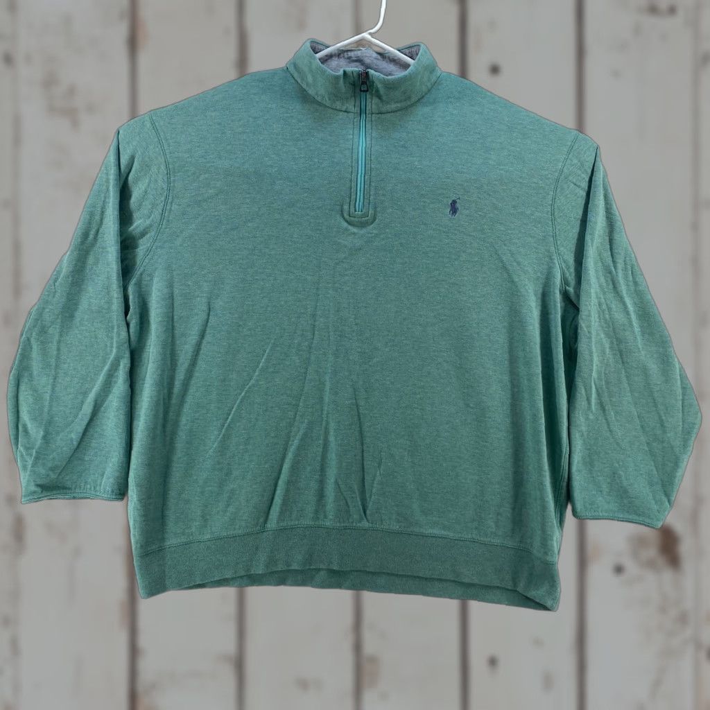 Polo Ralph Lauren Polo Ralph Lauren Mens XXL Green 1/4 Zip Pullover Mock Neck Embroidered Pony Size US XXL / EU 58 / 5 - 1 Thumbnail