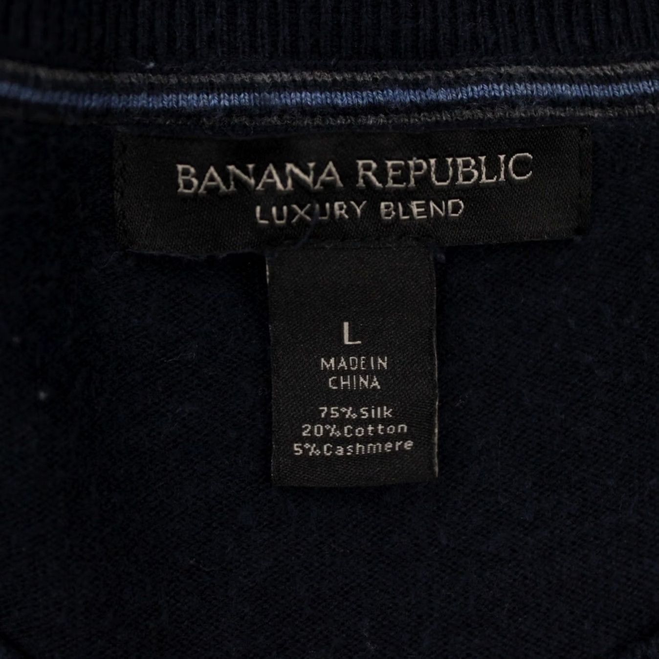 Banana Republic Banana Republic Men's Large Blue Sweater V-Neck Silk/Cotton/Cashmere Pullover Knit Formal Casual Workwear Size US L / EU 52-54 / 3 - 7 Thumbnail