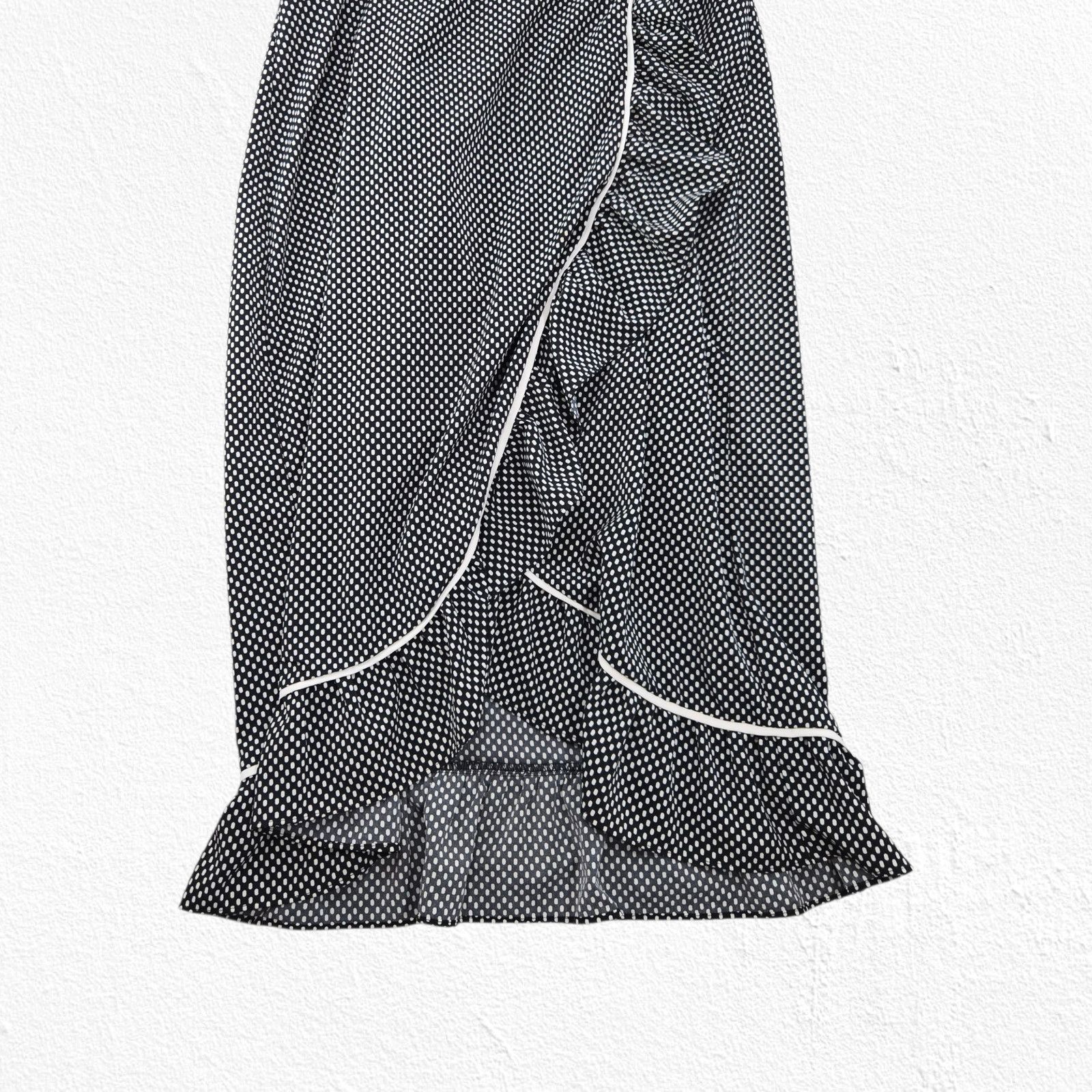 Other Black White Polka Dot Ruffle Wrap Midi Dress Size Large Size L / US 10 / IT 46 - 7 Thumbnail
