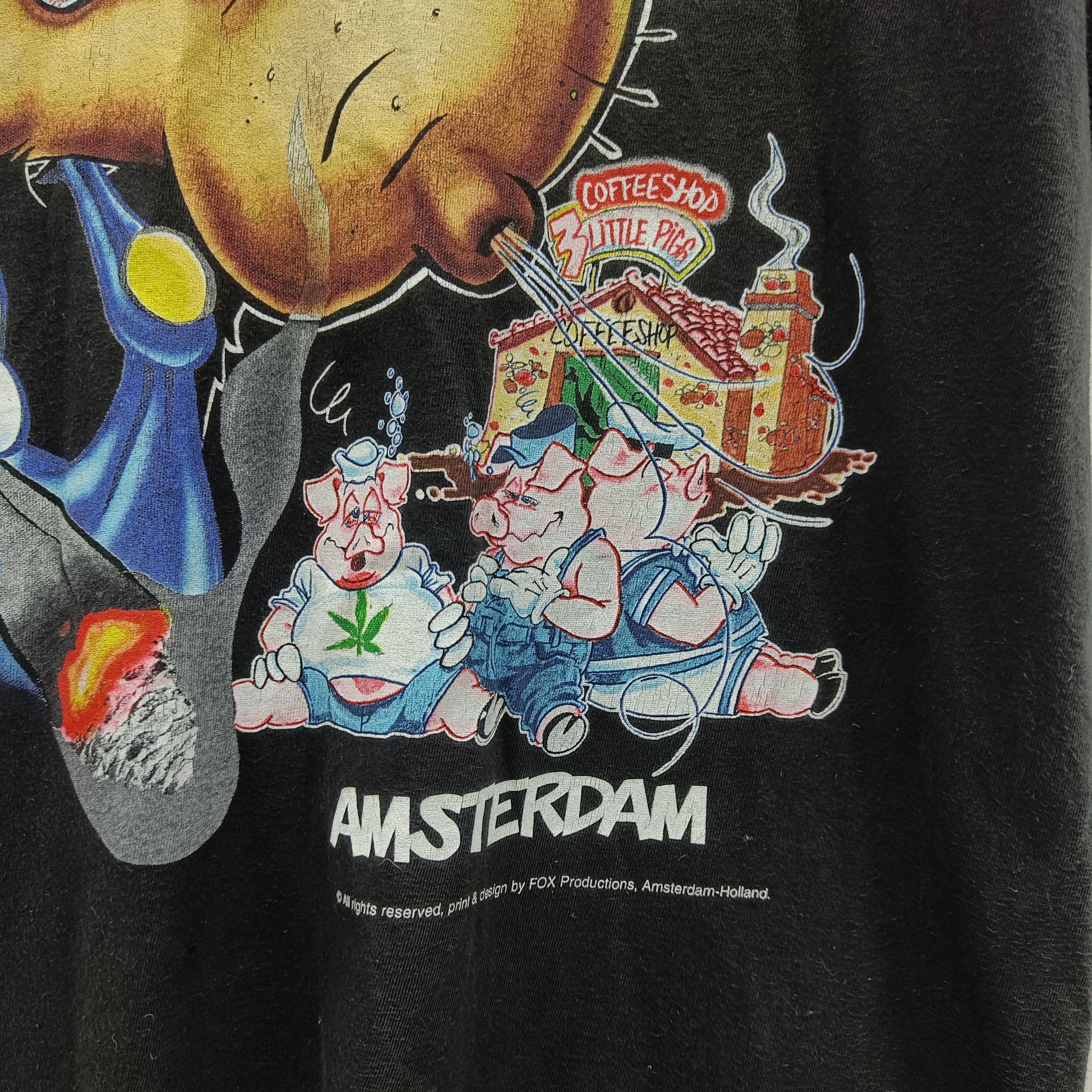 Band Tees Vintage 90s Amsterdam Marijuanas Smoke Blunt Fox Black Tee Size US XL / EU 56 / 4 - 6 Thumbnail