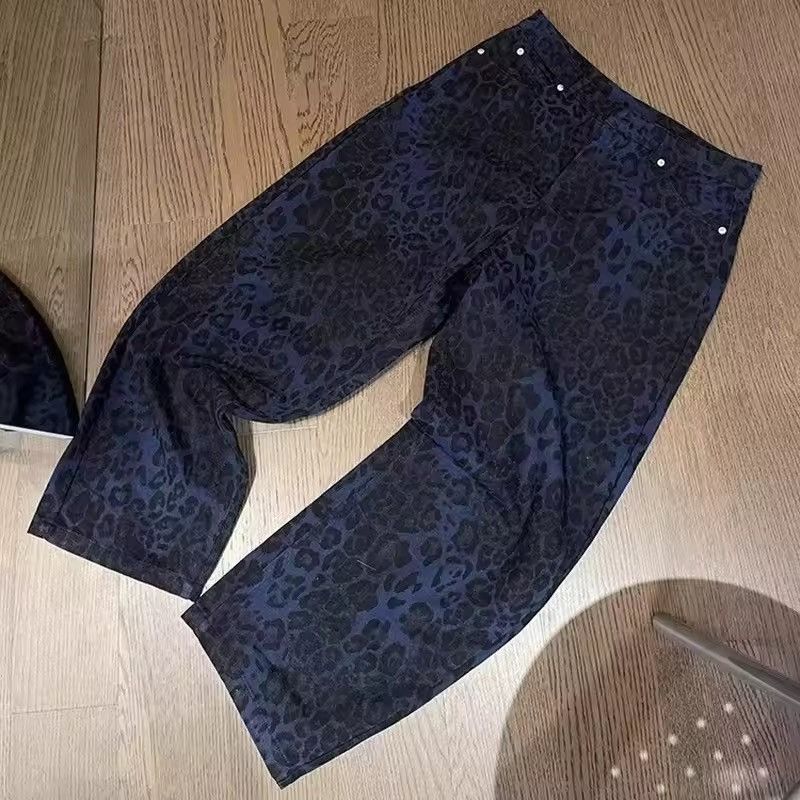 Jean Wide Leg Leopard Print Denim - Baggy Skate Style -Brand New Size US 31 - 4 Thumbnail