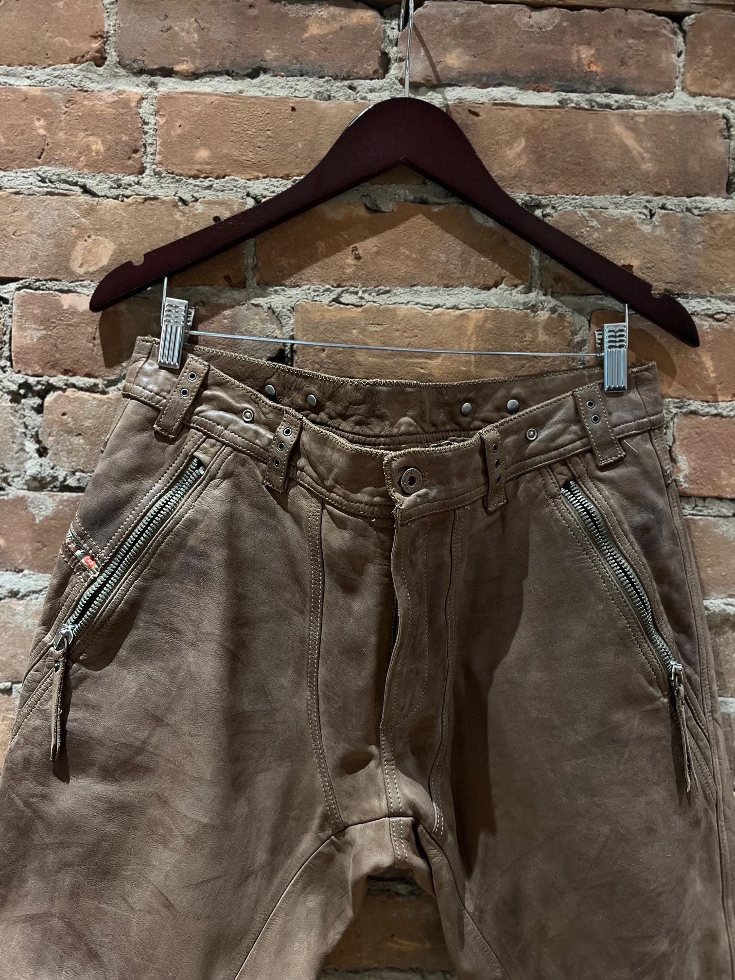 Diesel Diesel “Industry Division” Distressed Brown Leather Pants Size US 32 / EU 48 - 4 Thumbnail