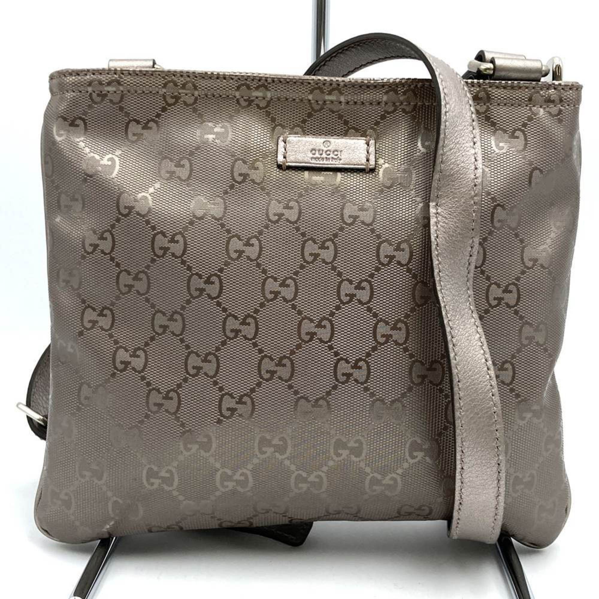Gucci 201538 Shoulder Bag Body GG Imprime Metallic Pink Brown Women's