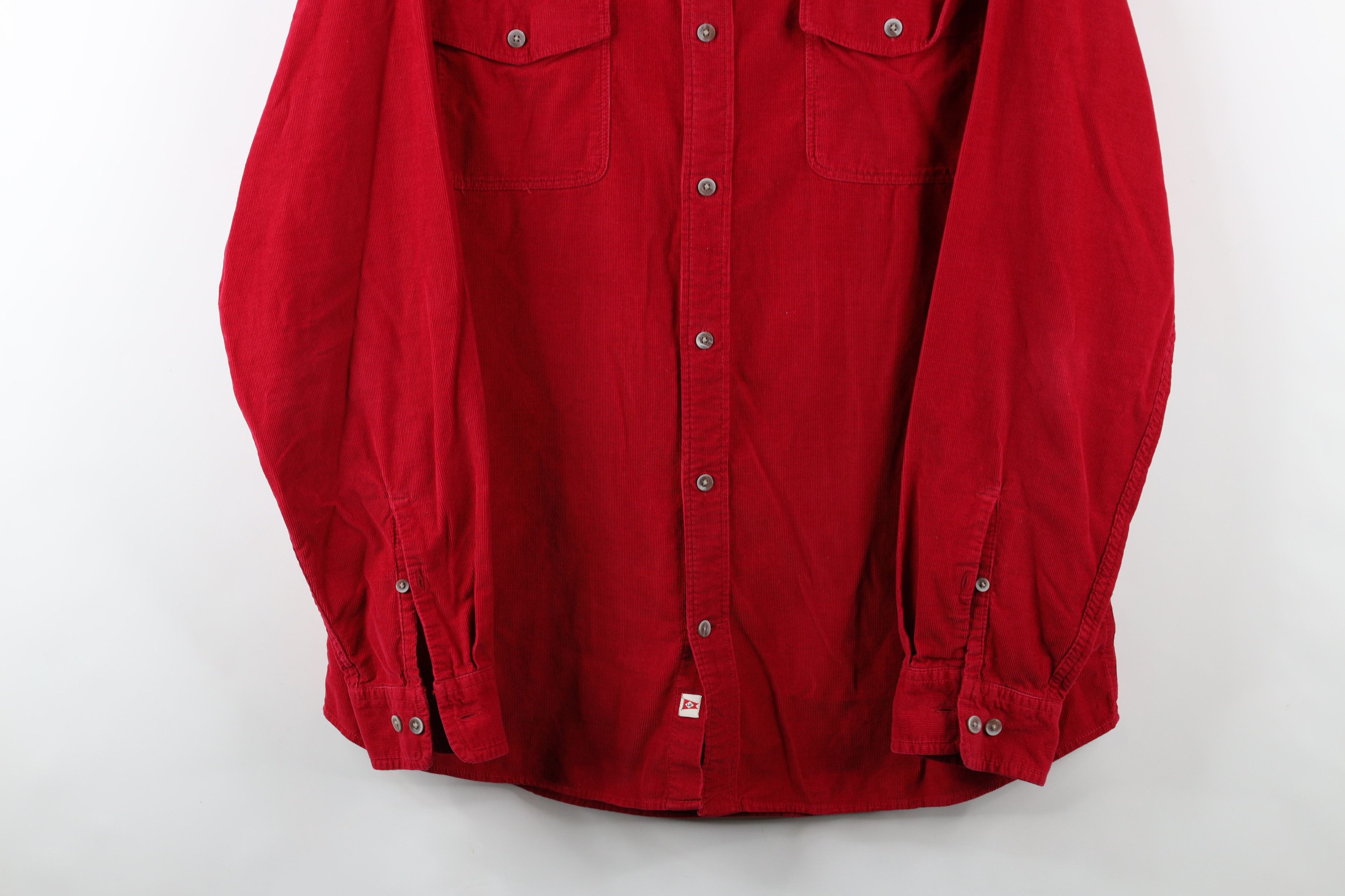 Lands' End × Vintage Vintage Lands End Corduroy Collared Button Shirt Red Cotton Size US L / EU 52-54 / 3 - 3 Thumbnail