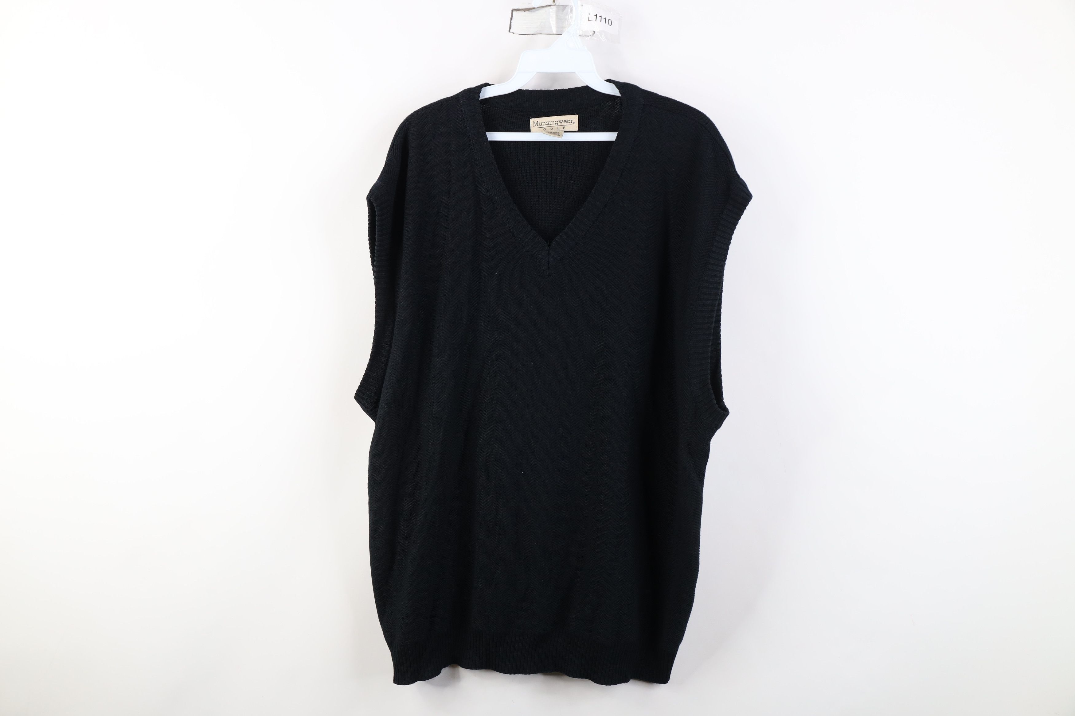 Vintage Vintage 90s Streetwear Blank Herringbone Knit Sweater Vest Size US XXL / EU 58 / 5 - 1 Thumbnail