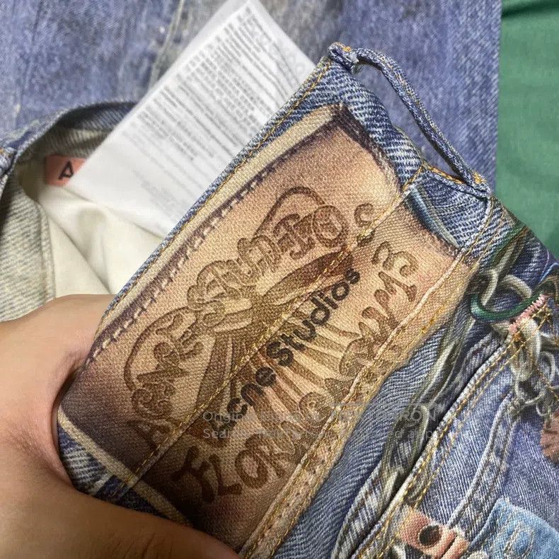Acne Studios Acne Studios 1981 Chain-Detailed 3D-Printed Jeans Size US 30 / EU 46 - 5 Thumbnail