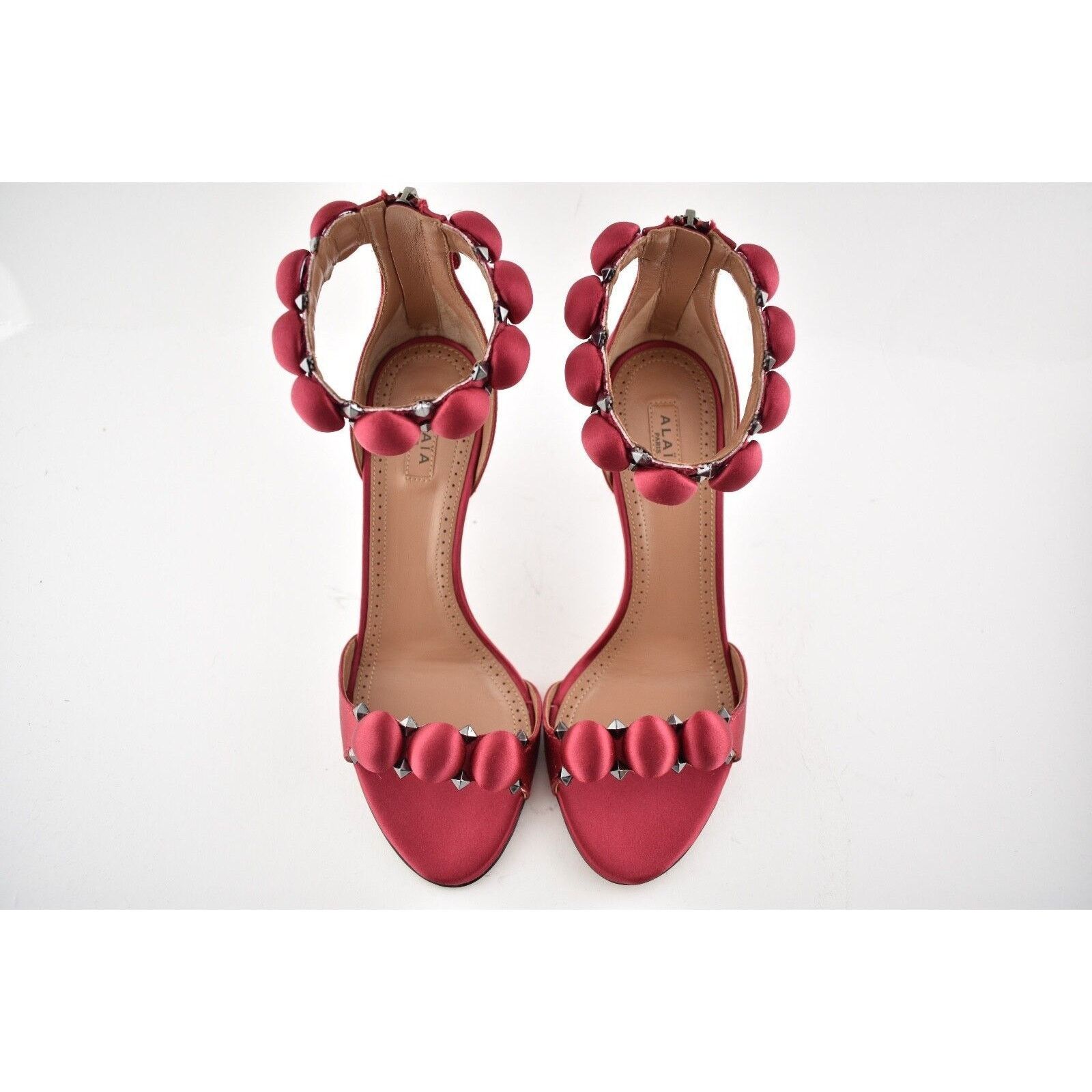 Alaia 90mm Amarante Studded Ankle Strap Sandal Heel Pump Shoe 38 Size US 8 / IT 38 - 8 Thumbnail