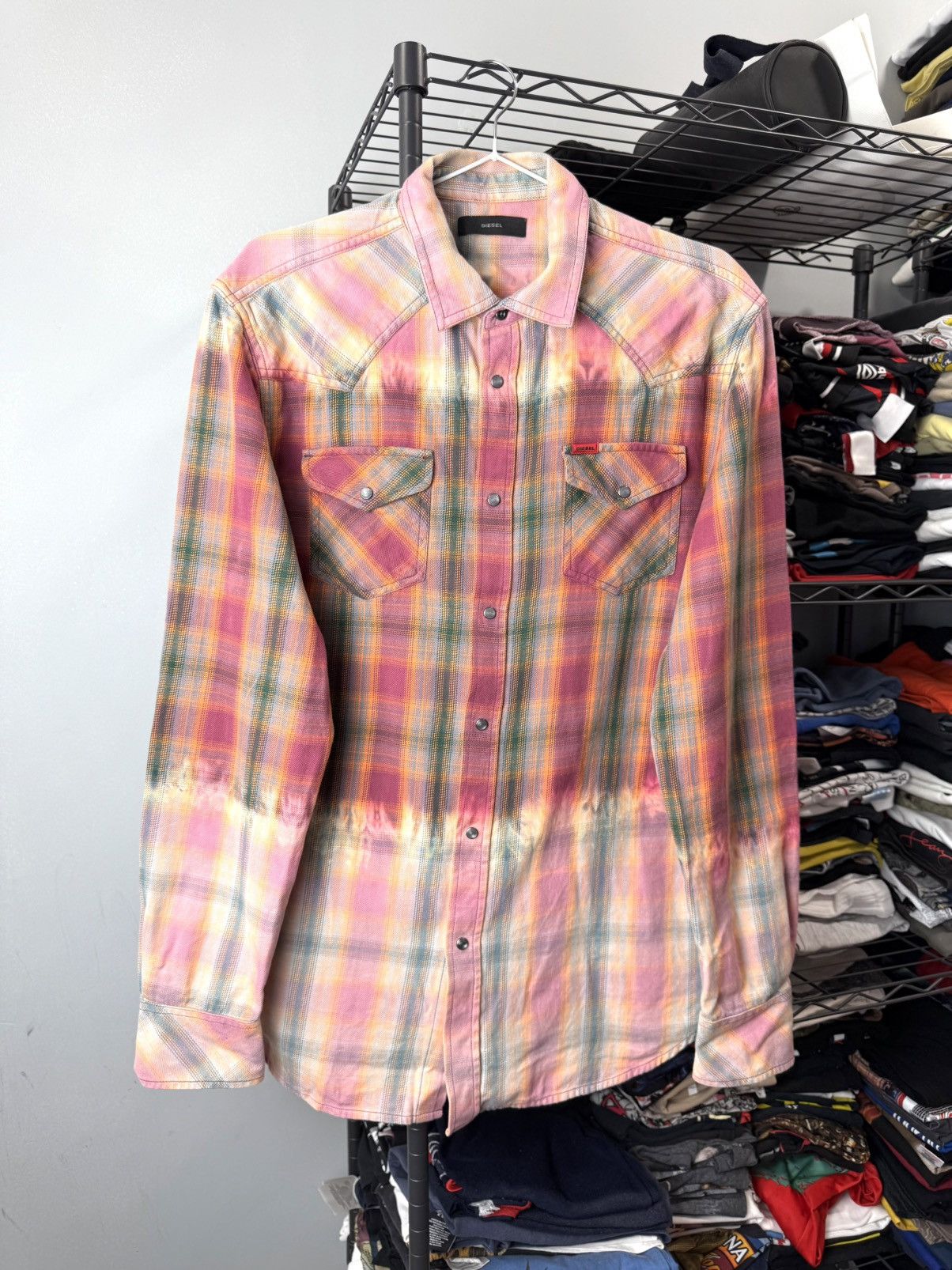 Diesel Vintage Diesel Gradient Checkered Flannel Shirt Size US L / EU 52-54 / 3 - 1 Thumbnail