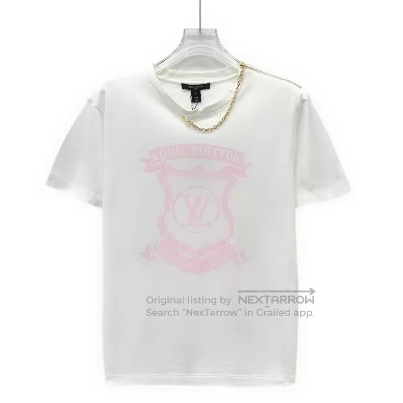 Louis Vuitton Louis Vuitton 22 white chain logo printed cotton crewneck Size US S / EU 44-46 / 1 - 1 Thumbnail
