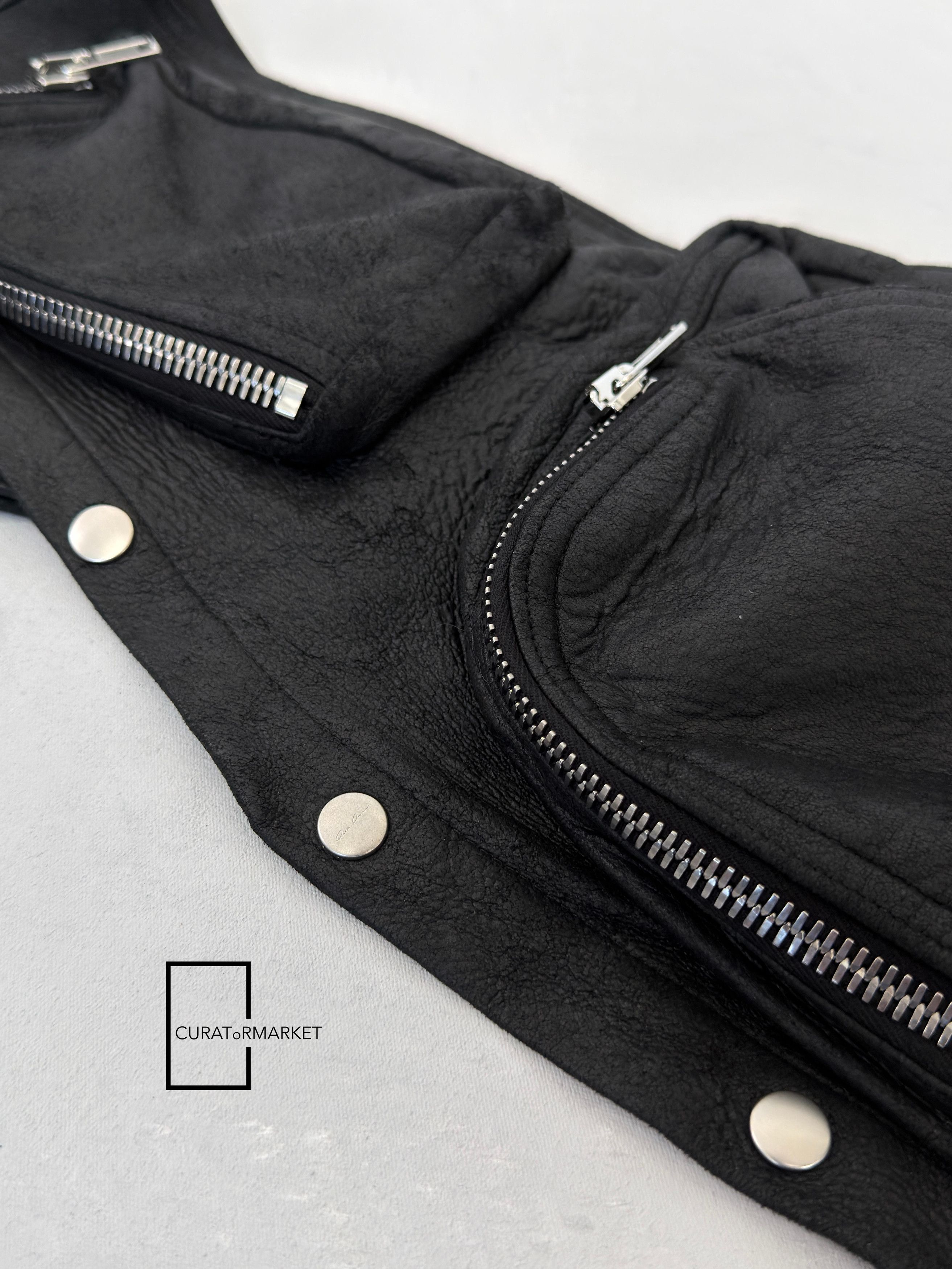 Rick Owens EU50 Zip Blistered Lamb Leather Cargo Vest FW24 Porterville Size US M / EU 48-50 / 2 - 8 Thumbnail