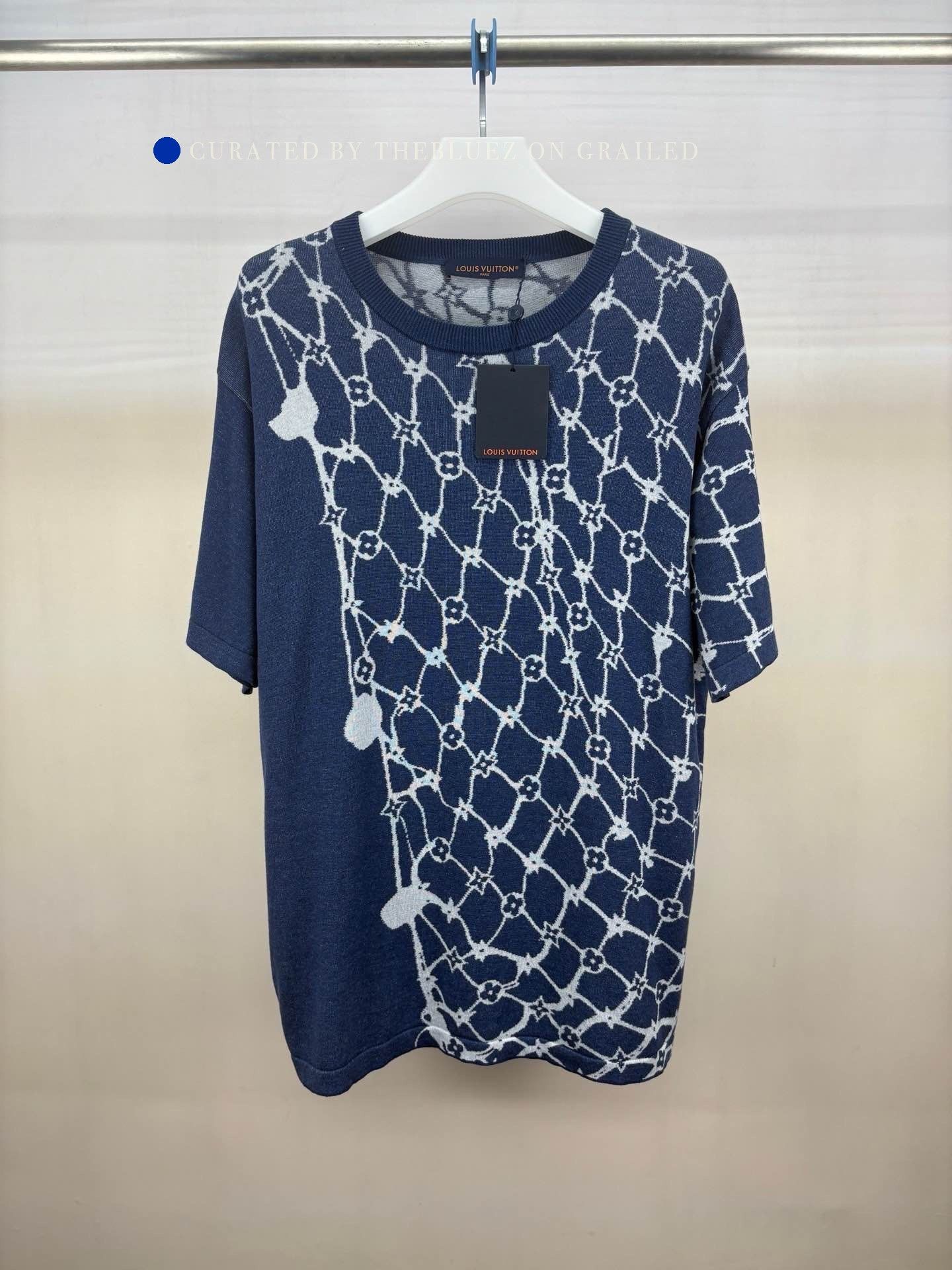 Louis Vuitton Blue Short Sleeve Patterned Knit Top Size US L / EU 52-54 / 3 - 1 Thumbnail