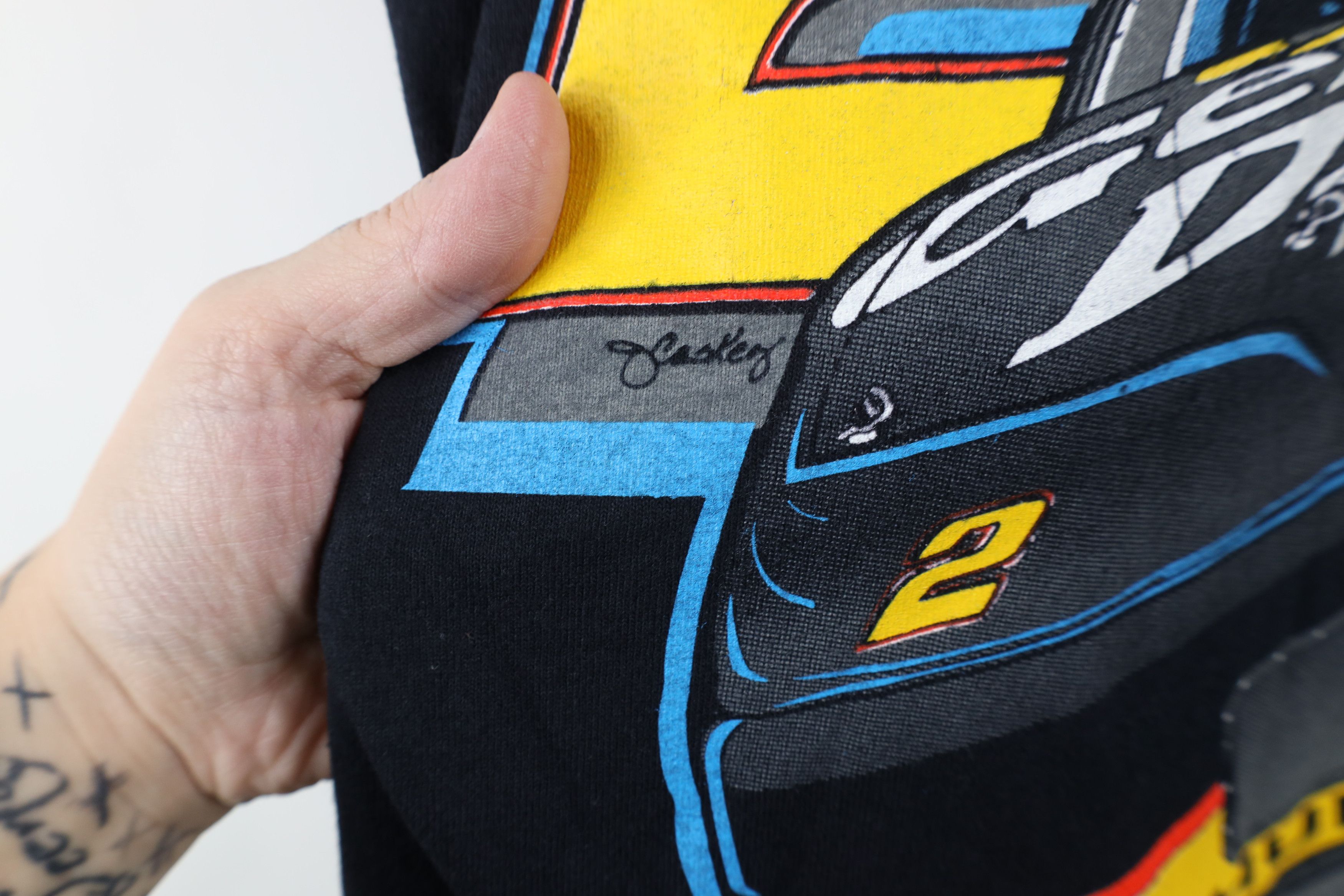Vintage Deadstock Vintage 90s NASCAR Wallace Racing T-Shirt Black Size US L / EU 52-54 / 3 - 5 Thumbnail
