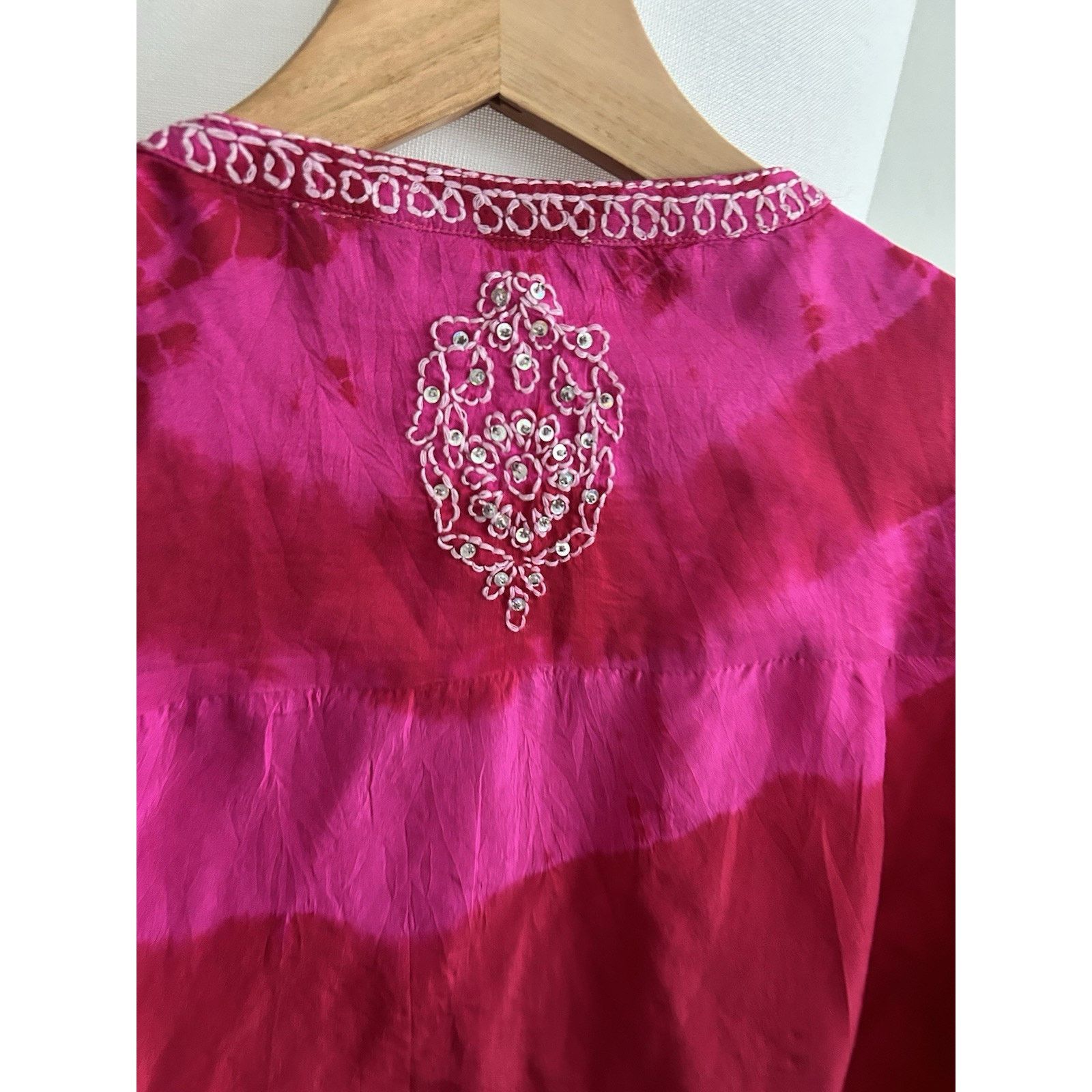 Soft Surroundings SOFT SURROUNDINGS Silk Pink Tie Dye Tunic M Boho Embrodery Size M / US 6-8 / IT 42-44 - 13 Thumbnail