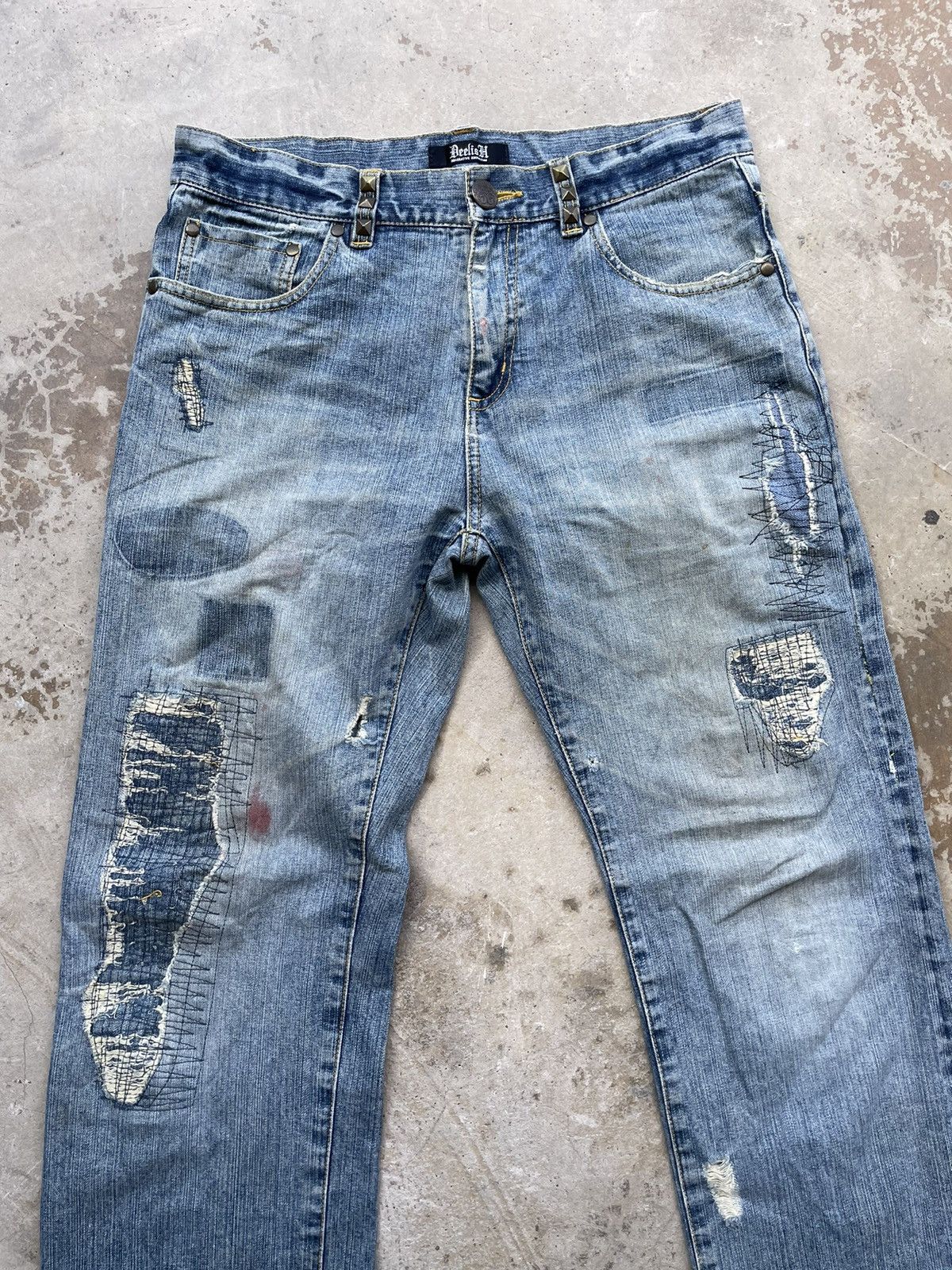If Six Was Nine Vintage Beelish Distressed Jeans Kapital Patchwork Style Size US 32 / EU 48 - 6 Thumbnail