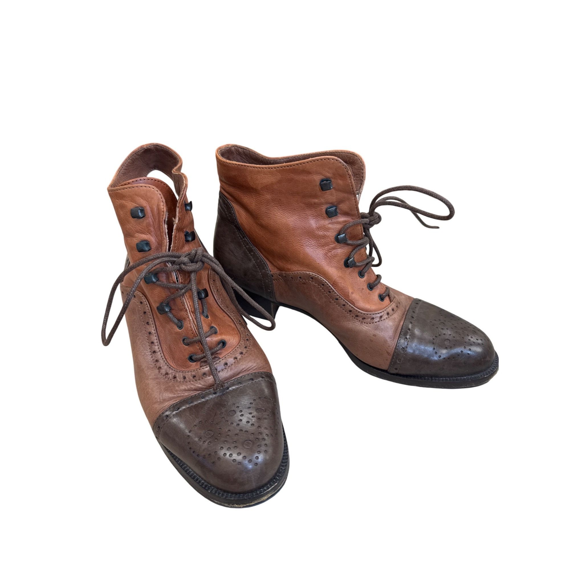 Other Tano Italian Made Womens Brown Leather Lace-Up Ankle Boots S Size US 6.5 / IT 36.5 - 14 Thumbnail