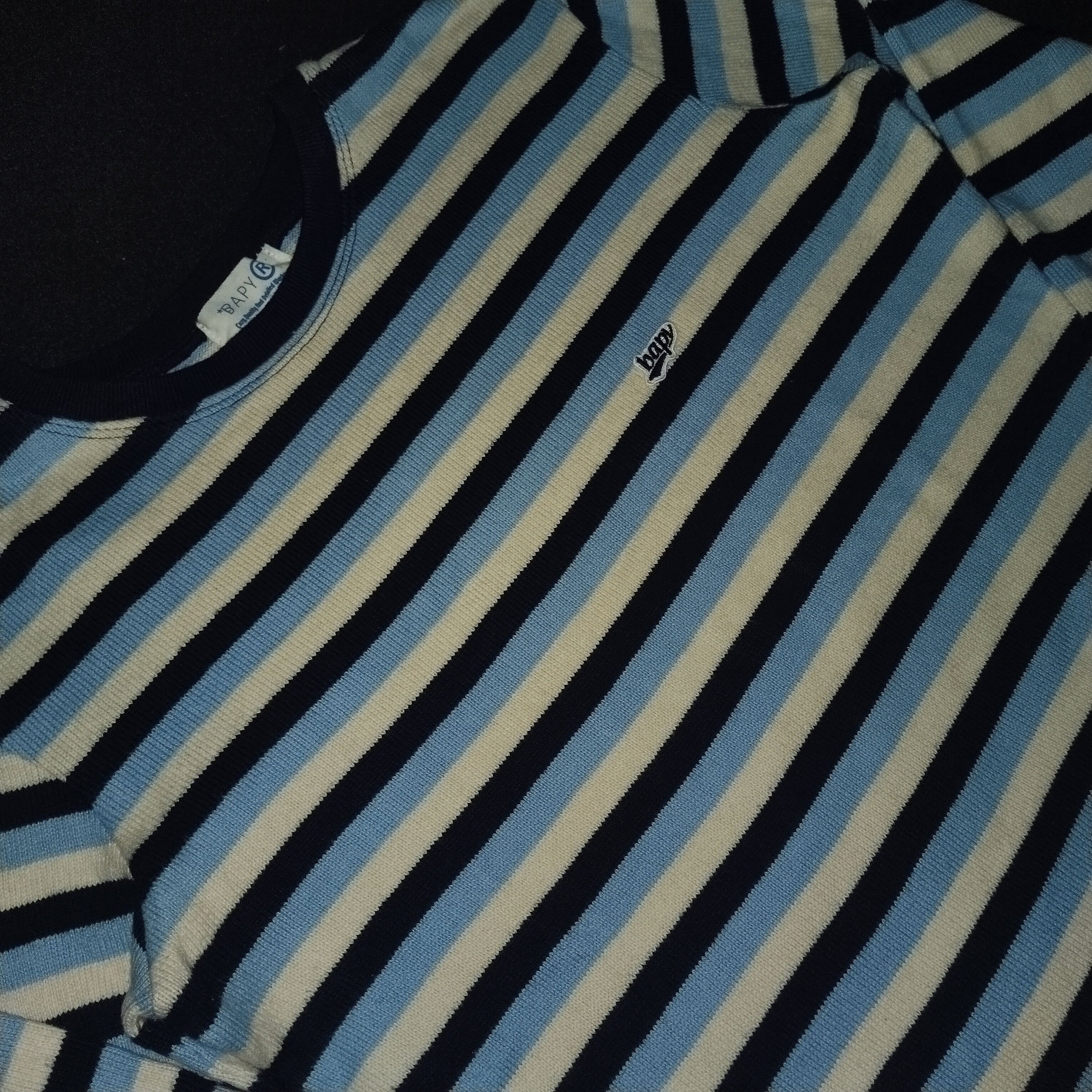 Bape Vintage BAPY by A Bathing Ape Ribbed Stripe Knit Tee Size S / US 4 / IT 40 - 2 Thumbnail
