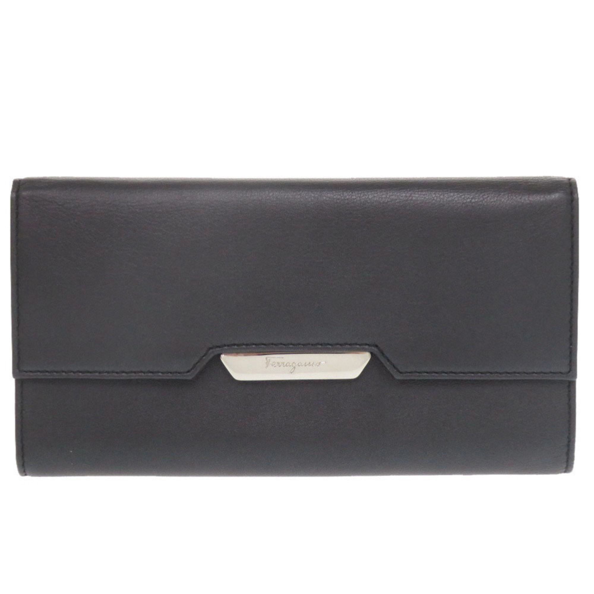 Salvatore Ferragamo Like new Salvatore Ferragamo black leather long wallet/trifold wallet 1059 Size ONE SIZE - 1 Thumbnail