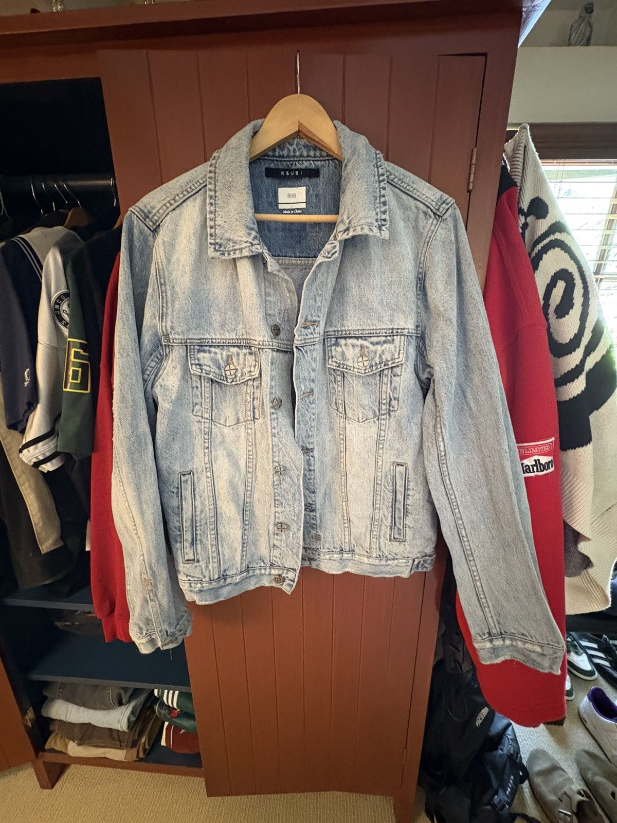 Ksubi Distressed Denim Jacket Blue Large – Jean Trucker Fit
