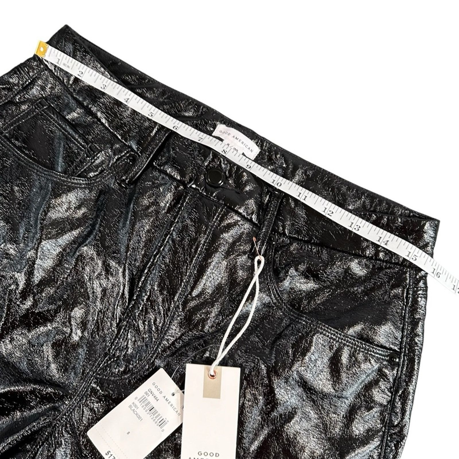Good American Good American Women's Textured Vinyl Straight Leg Pants Size 29" - 4 Thumbnail