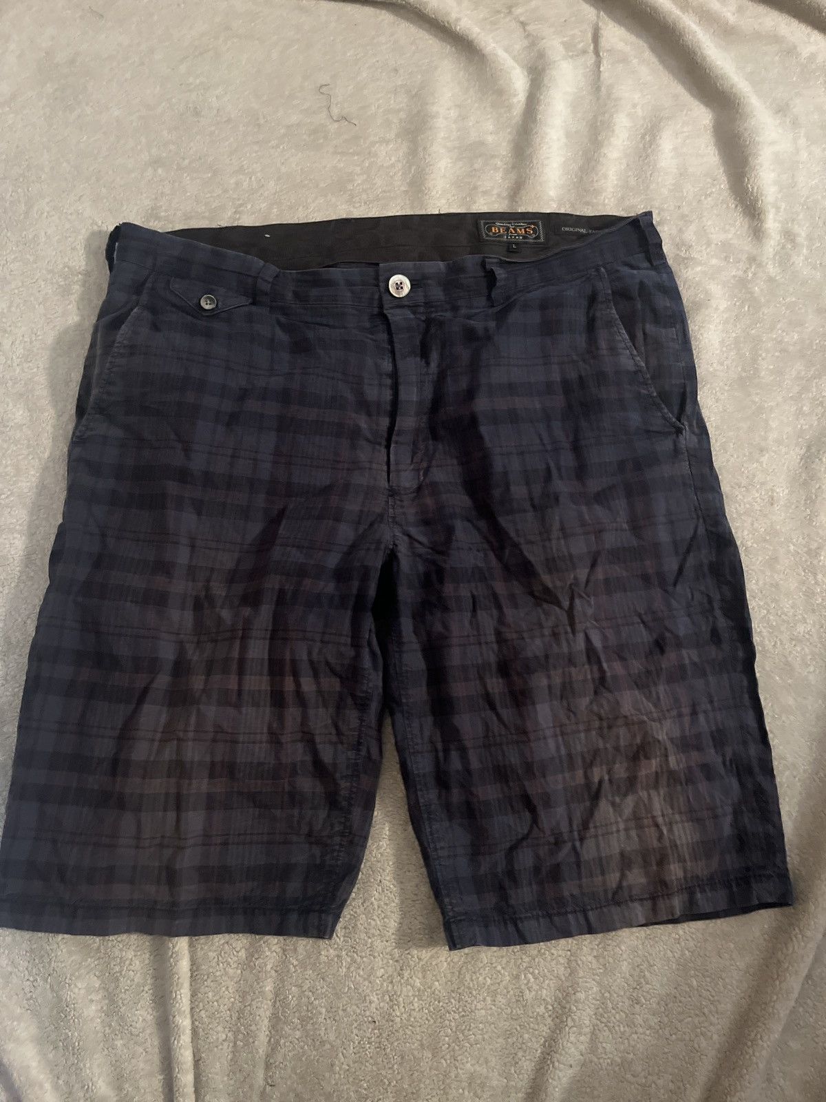 Beams Plus × Designer × Japanese Brand beams plus faded plaid shorts L distressed Size US 34 / EU 50 - 1 Thumbnail