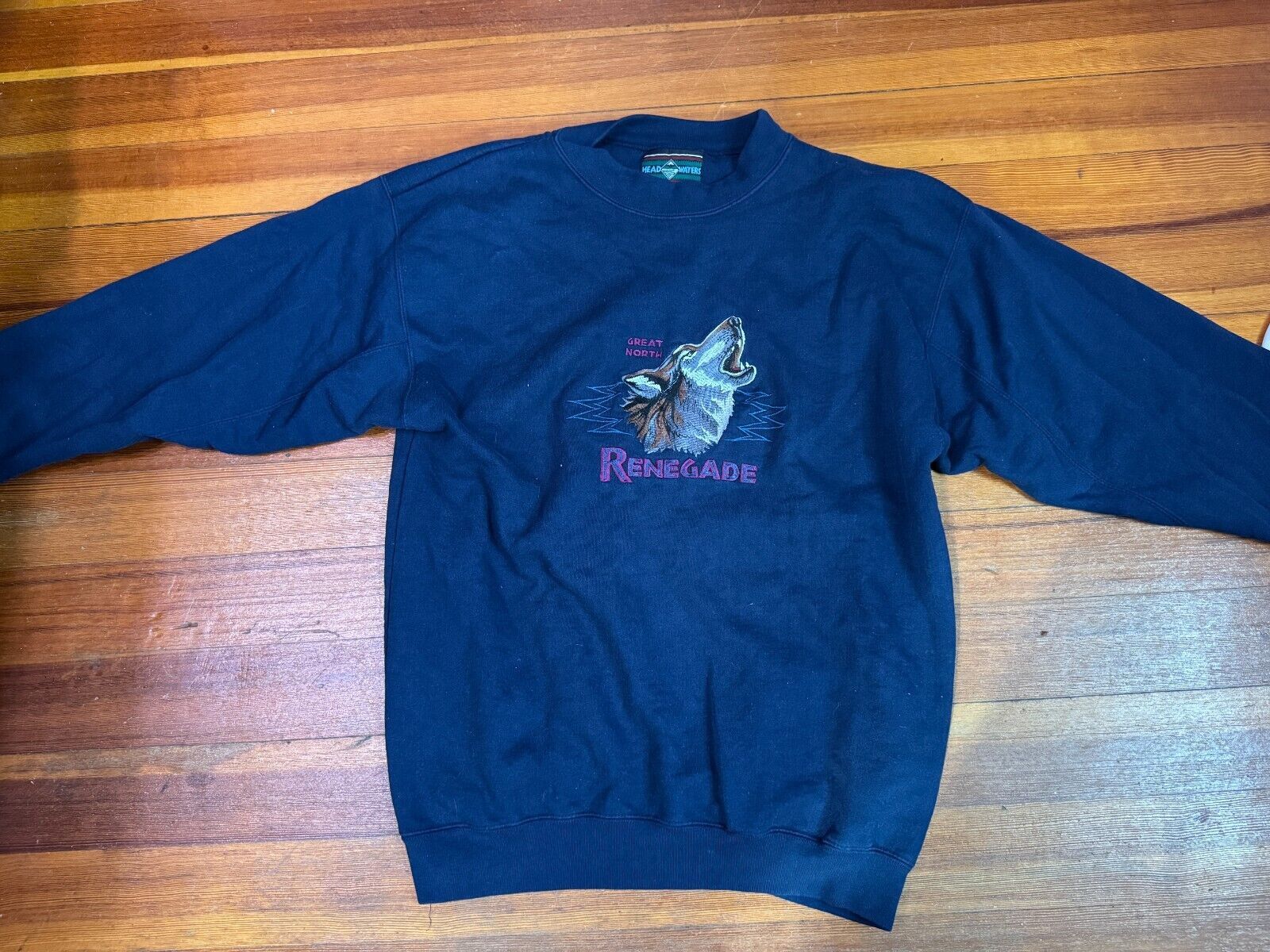 Vintage Vintage Great North Renegade Wolf Sweater Blue Mens Medium Size US M / EU 48-50 / 2 - 2 Thumbnail