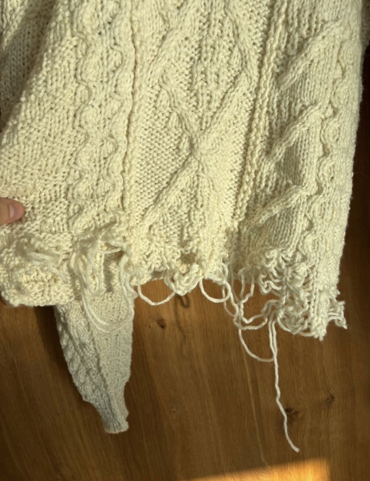 Ottolinger Hand knit Beige/Cream Distressed Sweater Size XL / US 12-14 / IT 48-50 - 5 Thumbnail