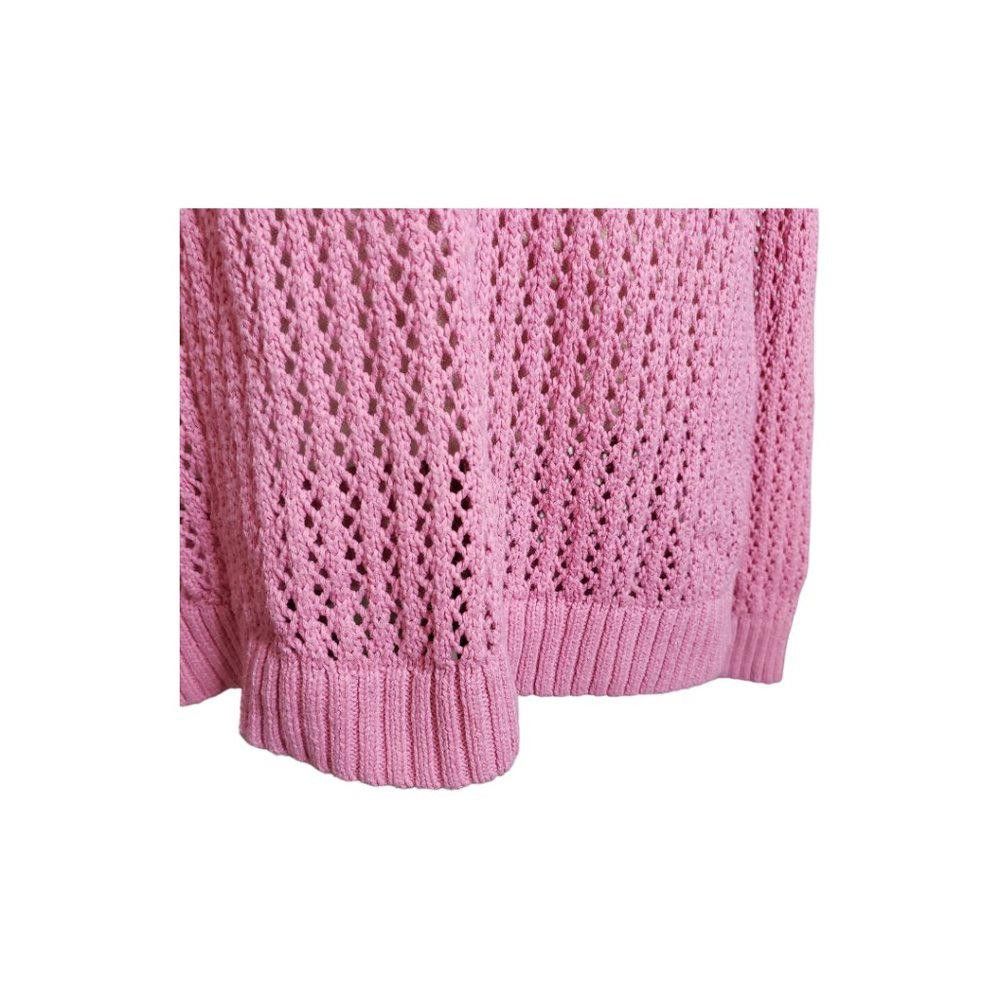 Designer CT858 Talbots Ladies Crew Neck Pink Cable Knit Sweater L Size L / US 10 / IT 46 - 3 Thumbnail