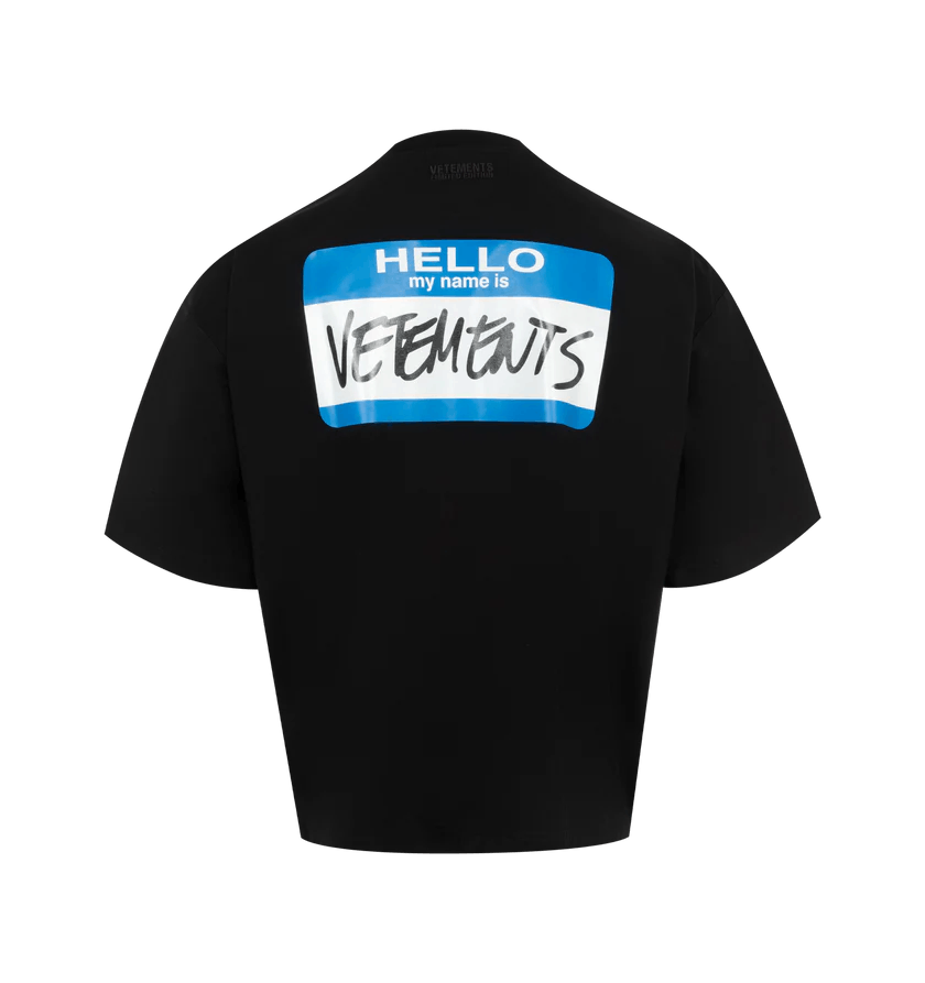 Vetements o1h1sh10525 My Name Sticker Cropped T-Shirt in Black Size US M / EU 48-50 / 2 - 2 Thumbnail