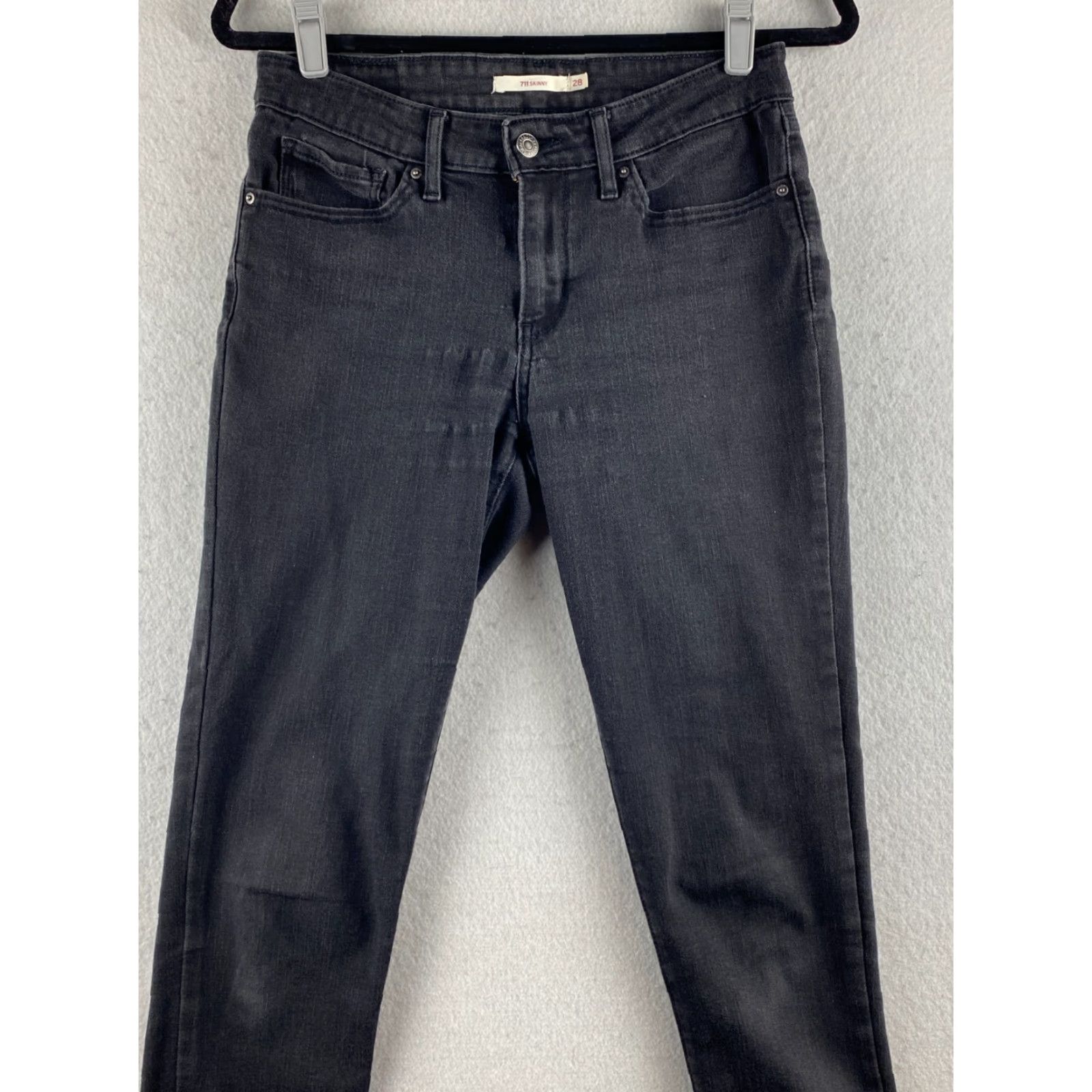Levi's Levis 711 Skinny Jeans Womens 28 X 30 Black Mid Rise Stretch Denim Dark Wash Size 28" / US 6 / IT 42 - 2 Thumbnail