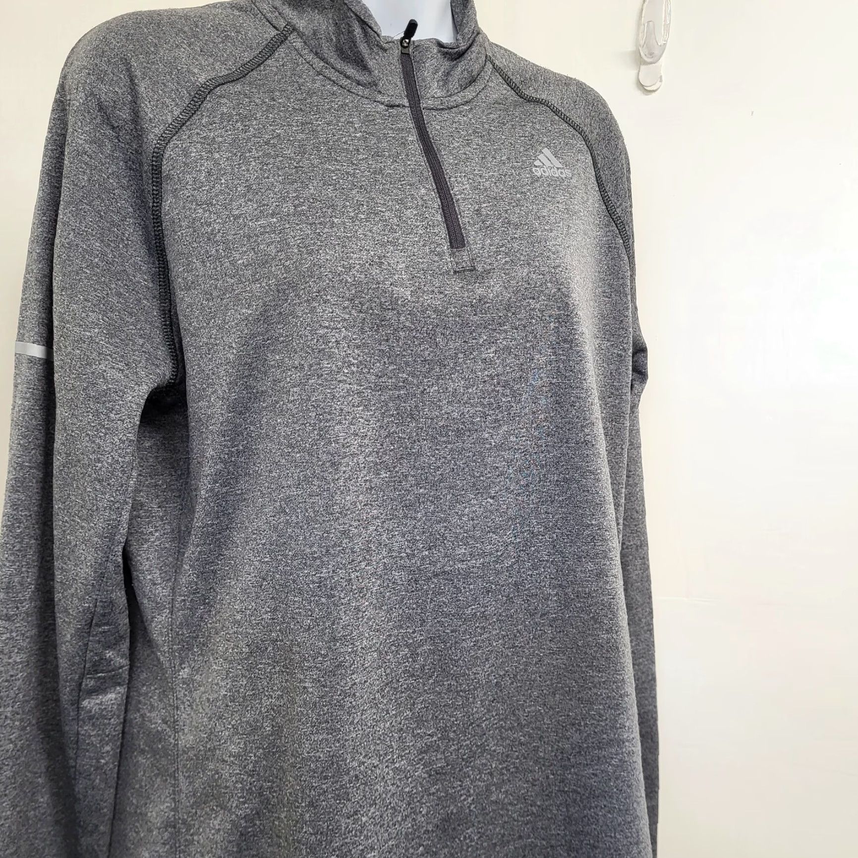 Adidas VINTAGE? No — Adidas Climalite 1/4 Zip Shirt Women's XL Gray Pullover Running Reflective... Size XL / US 12-14 / IT 48-50 - 3 Thumbnail