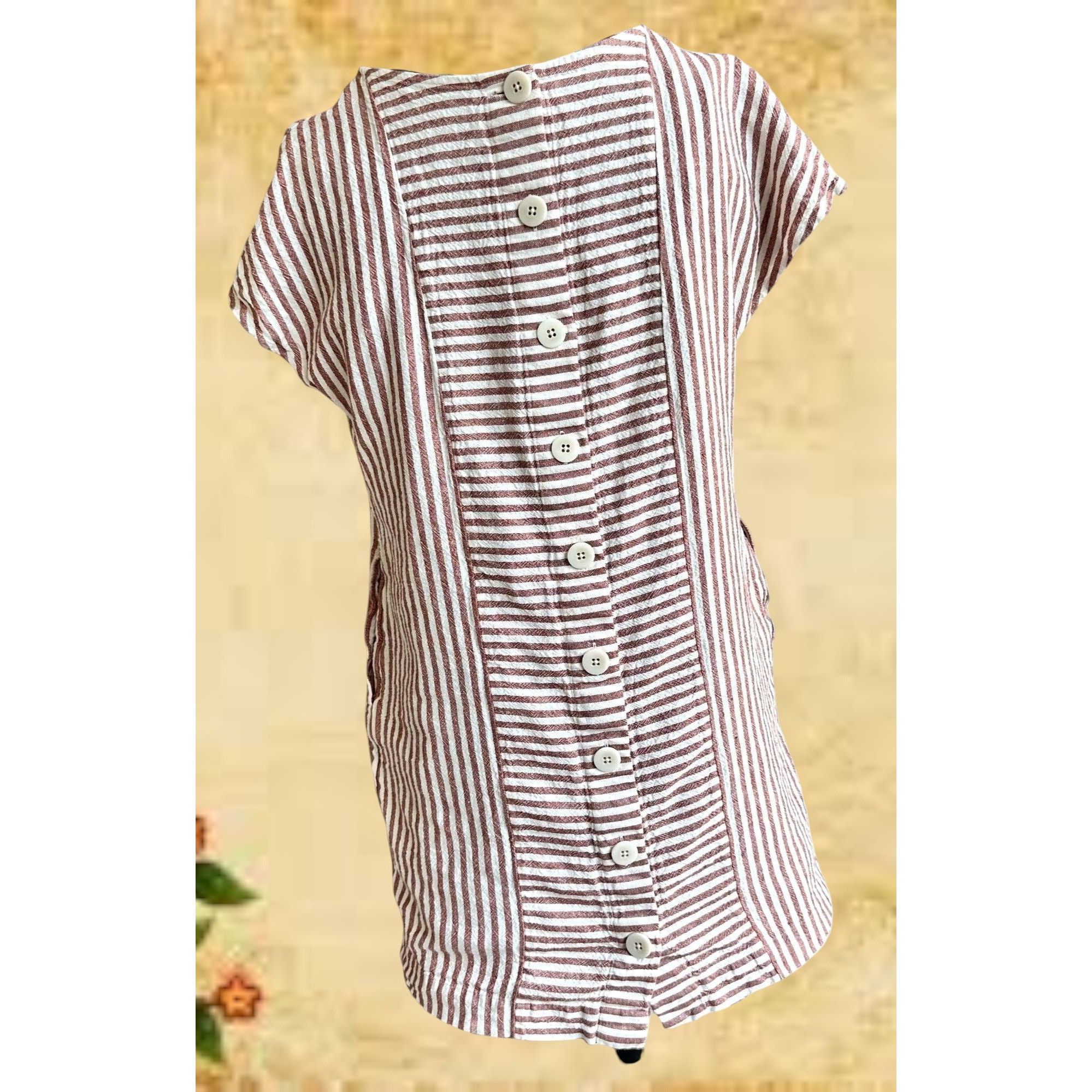 Madewell Madewell Striped Button Back Dress XS Extra Small Linen Blen Size XS / US 0-2 / IT 36-38 - 3 Thumbnail