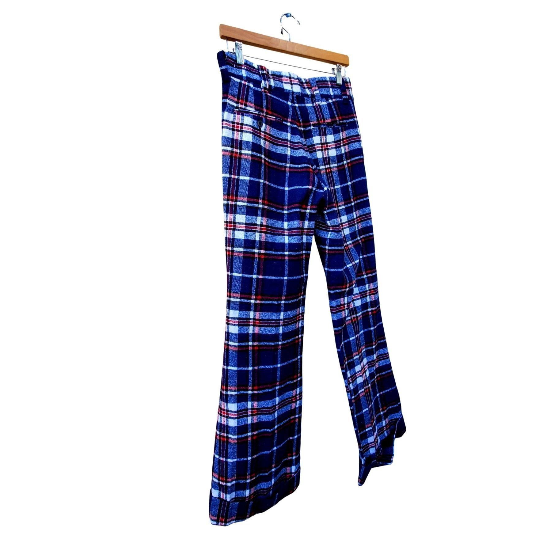 Other Vintage 60s Mod Pants Women 4 Blue Red White Plaid Flared Cu Size 27" / US 4 / IT 40 - 4 Thumbnail